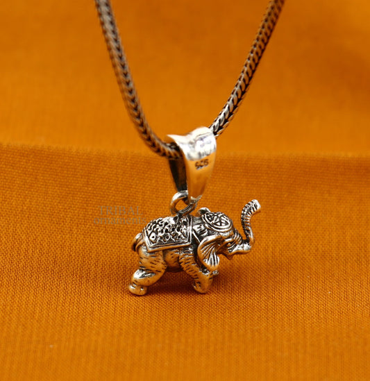 925 sterling silver handmade solid design small elephant pendant amazing exclusive divine lucky pendant necklace gifting jewelry ssp1680 - TRIBAL ORNAMENTS