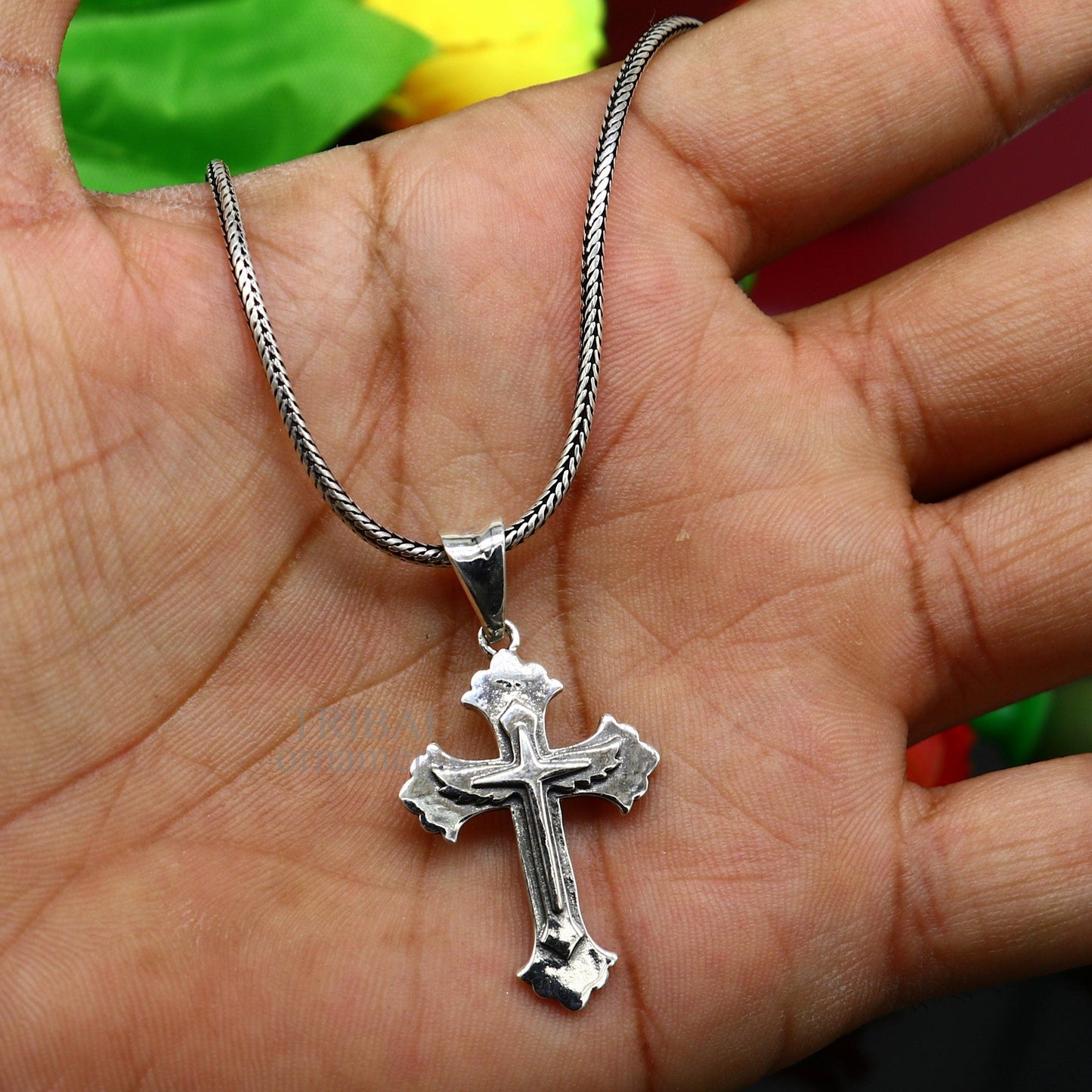 Divine 925 sterling silver holy cross pendant, excellent unique design stylish unisex exclusive gift pendant jewelry from india ssp1426 - TRIBAL ORNAMENTS