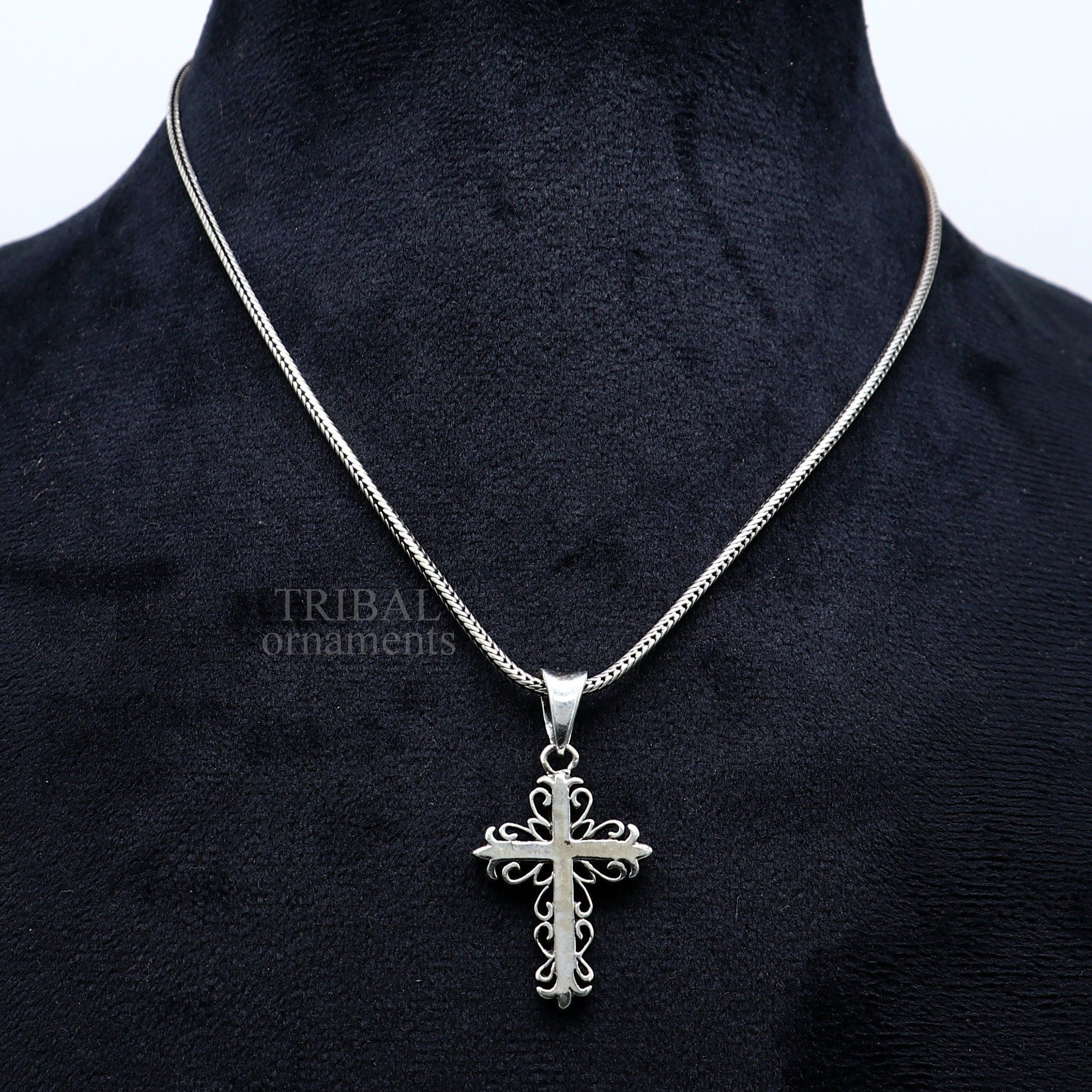 Mens Silver Cross Necklace, Mens Cross Pendant, Proclamation Jewelry