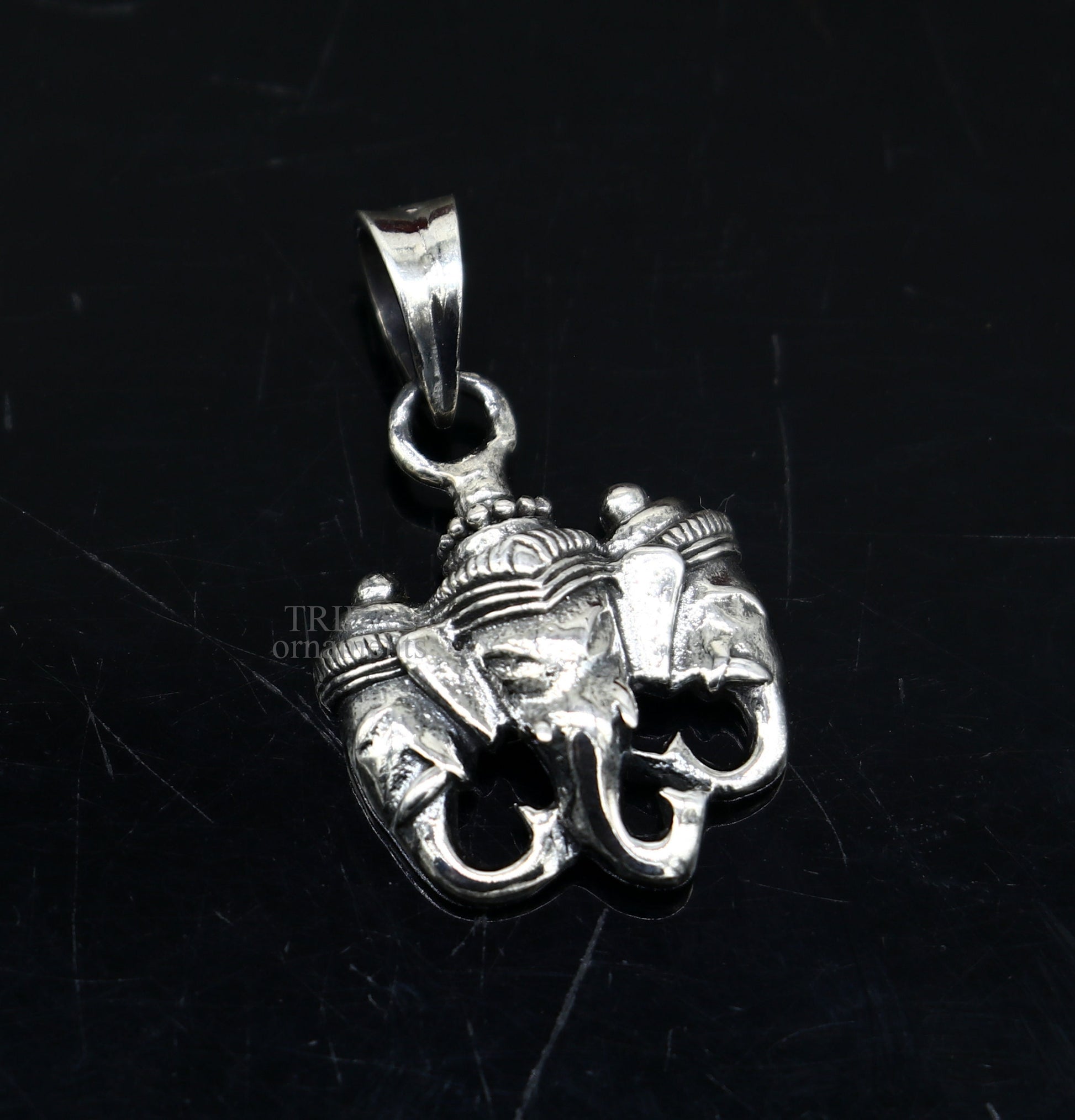Exclusive design 925 sterling silver handmade 3 face Ganesha divine pendant, amazing stylish unisex pendant personalized jewelry ssp1644 - TRIBAL ORNAMENTS