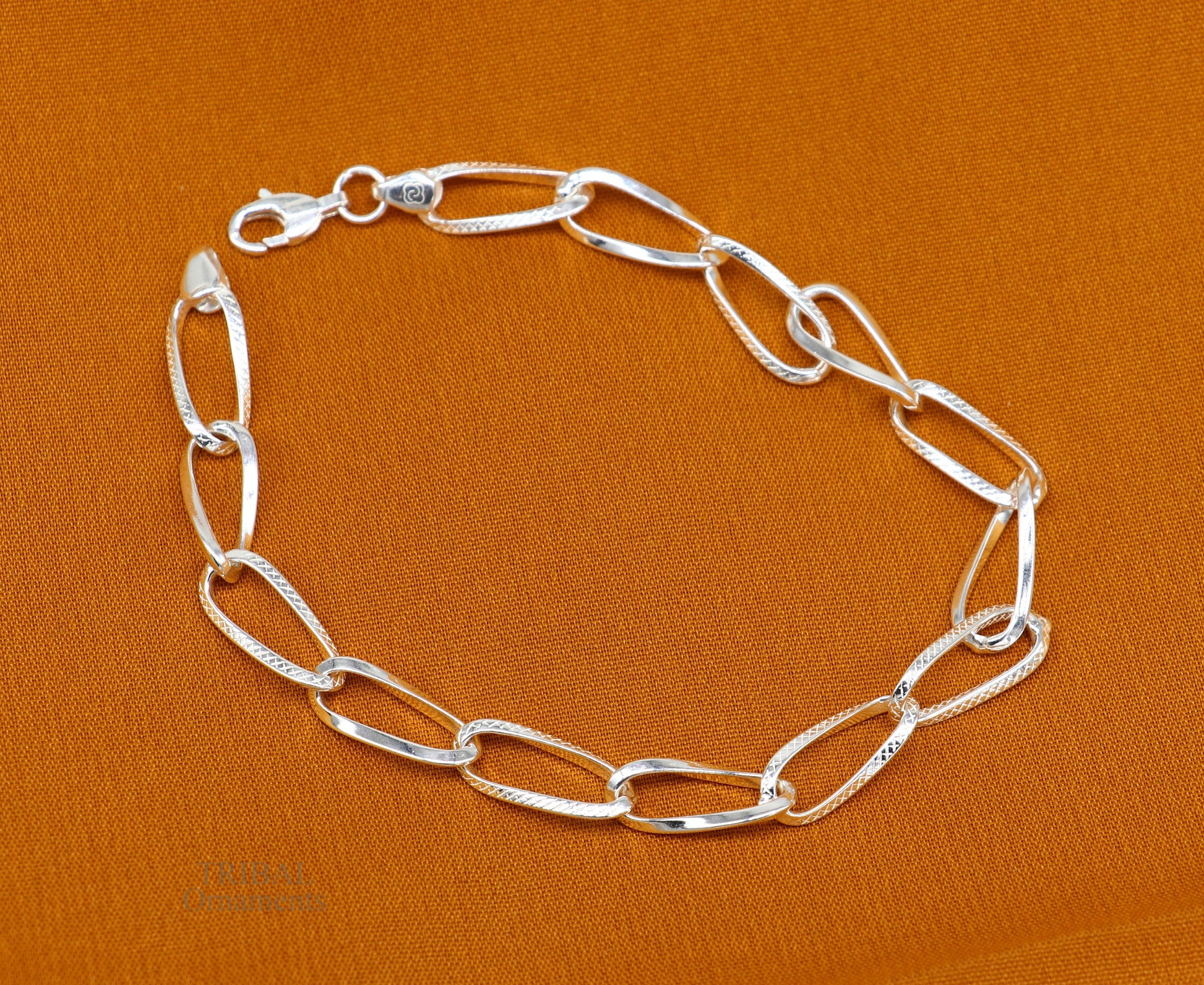 Solid 8mm 925 sterling silver handmade Bracelet, Dainty Silver Bracelet, Chain Bracelet, Minimal Jewelry, Gift For unisex couple nsbr526 - TRIBAL ORNAMENTS