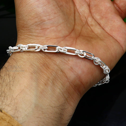 8.7" 925 sterling silver handmade link chain Bracelet, Dainty Silver Bracelet, Chain Bracelet, Minimal Jewelry, Gift For Women nsbr530 - TRIBAL ORNAMENTS