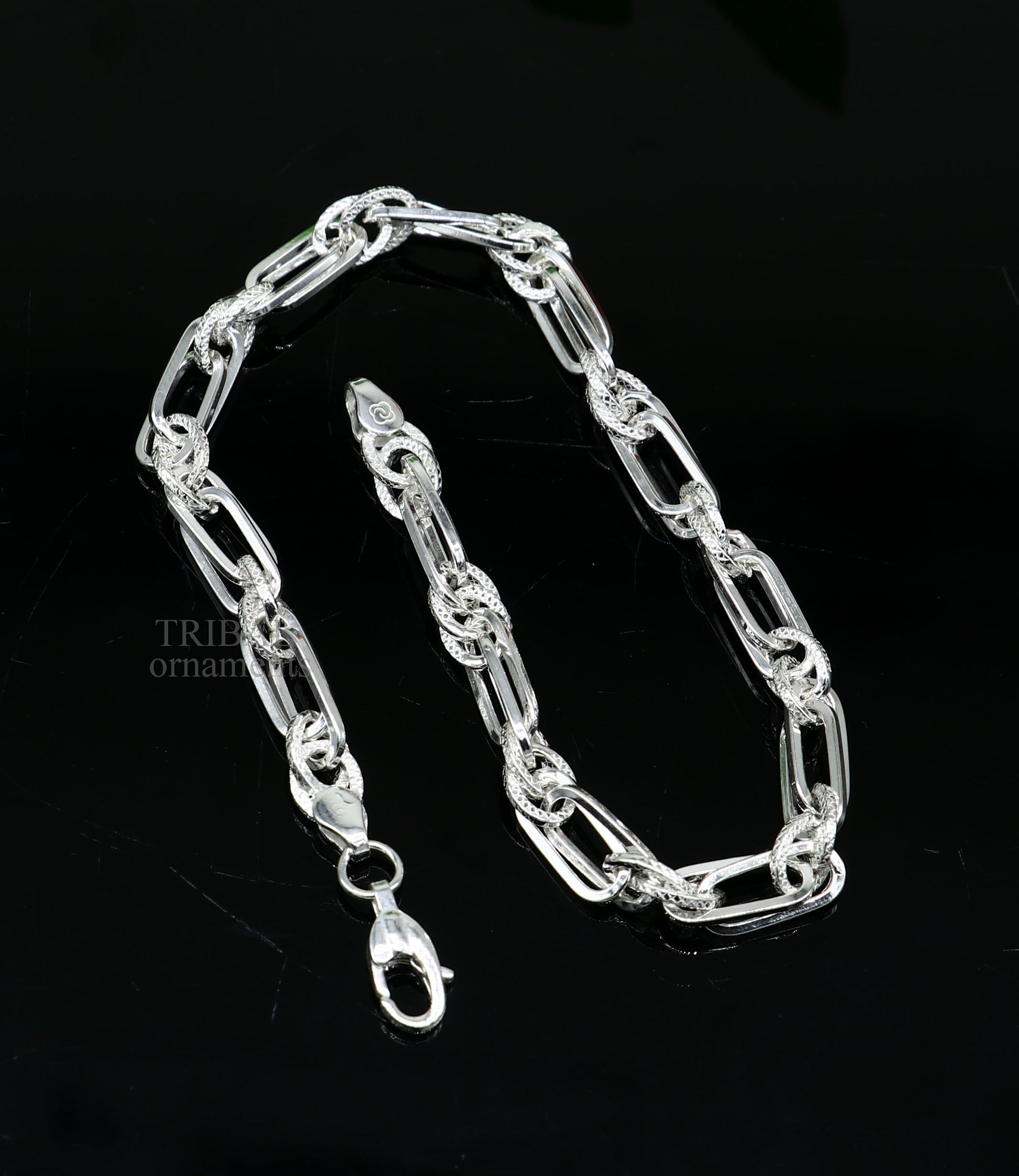 8.7" 925 sterling silver handmade link chain Bracelet, Dainty Silver Bracelet, Chain Bracelet, Minimal Jewelry, Gift For Women nsbr530 - TRIBAL ORNAMENTS