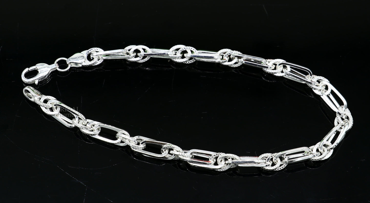 8.7" 925 sterling silver handmade link chain Bracelet, Dainty Silver Bracelet, Chain Bracelet, Minimal Jewelry, Gift For Women nsbr530 - TRIBAL ORNAMENTS