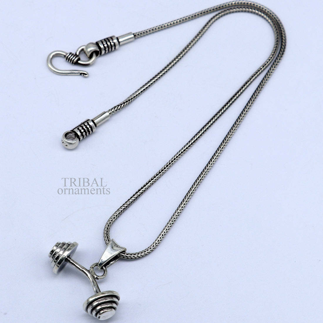 Exclusive design 925 sterling silver unique barbell dumbbell pendant, excellent design stylish unisex pendant jewelry from India ssp1728 - TRIBAL ORNAMENTS