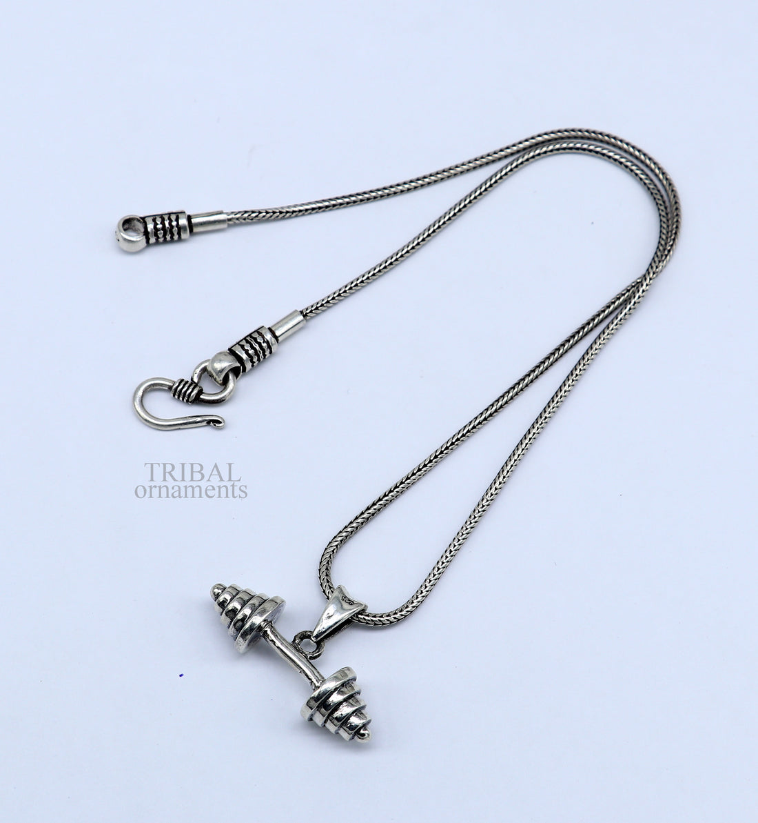 Exclusive design 925 sterling silver unique barbell dumbbell pendant, excellent design stylish unisex pendant jewelry from India ssp1725 - TRIBAL ORNAMENTS