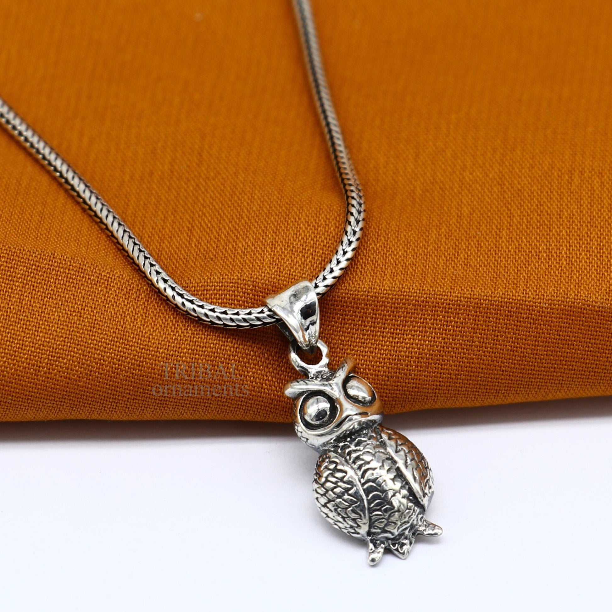 925 sterling silver handmade amazing small owl design pendant, amazing stylish unisex good luck pendant tribal jewelry ssp1589 - TRIBAL ORNAMENTS