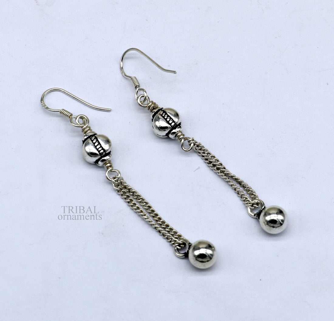 Exclusive 925 sterling silver handmade hook earrings with elegant fancy girl's hoops earring brides jewelry from india ear1085 - TRIBAL ORNAMENTS