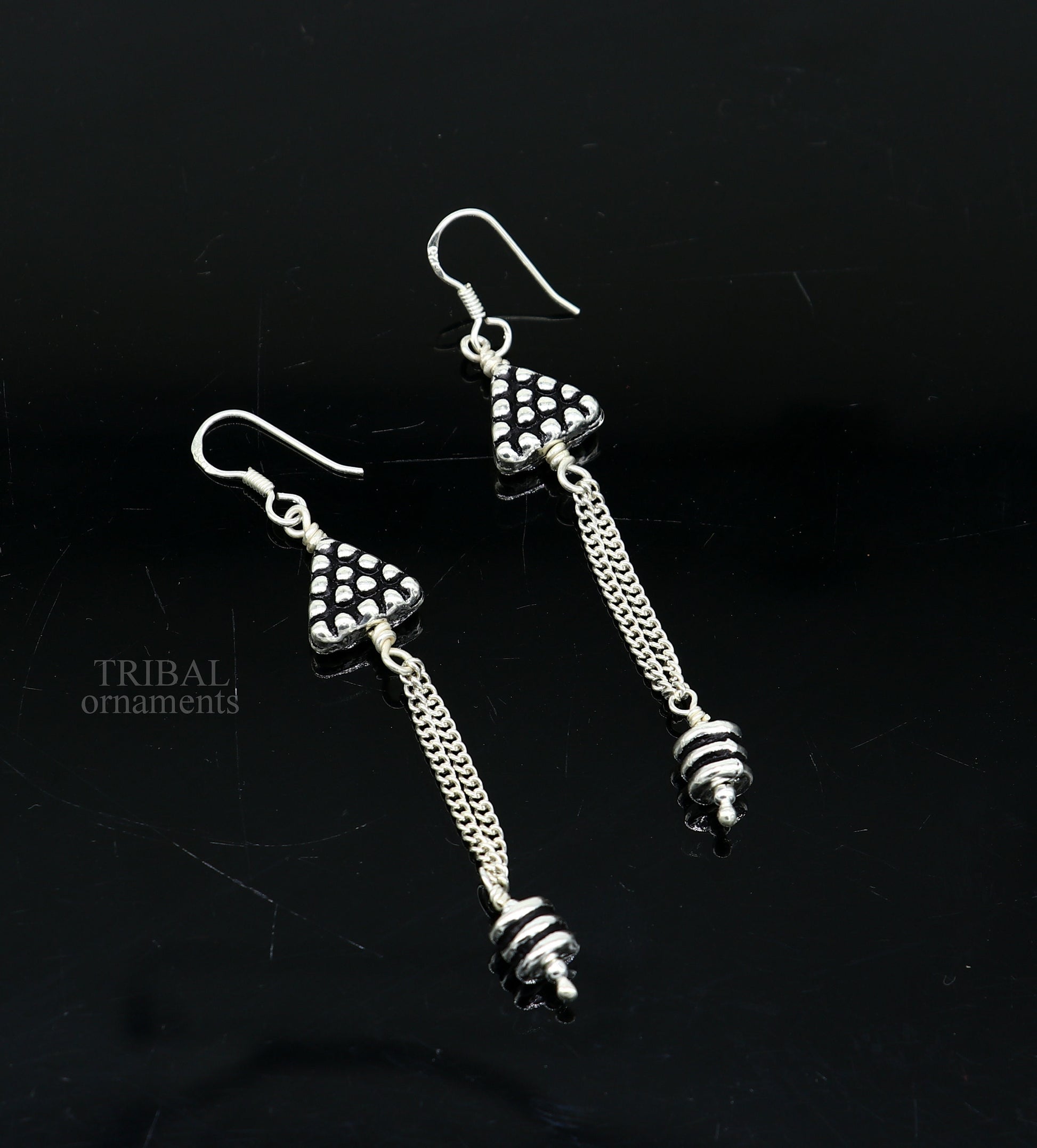 925 sterling silver handmade hoops earrings with elegant fancy girl's hoops earring brides jewelry from india ear1084 - TRIBAL ORNAMENTS