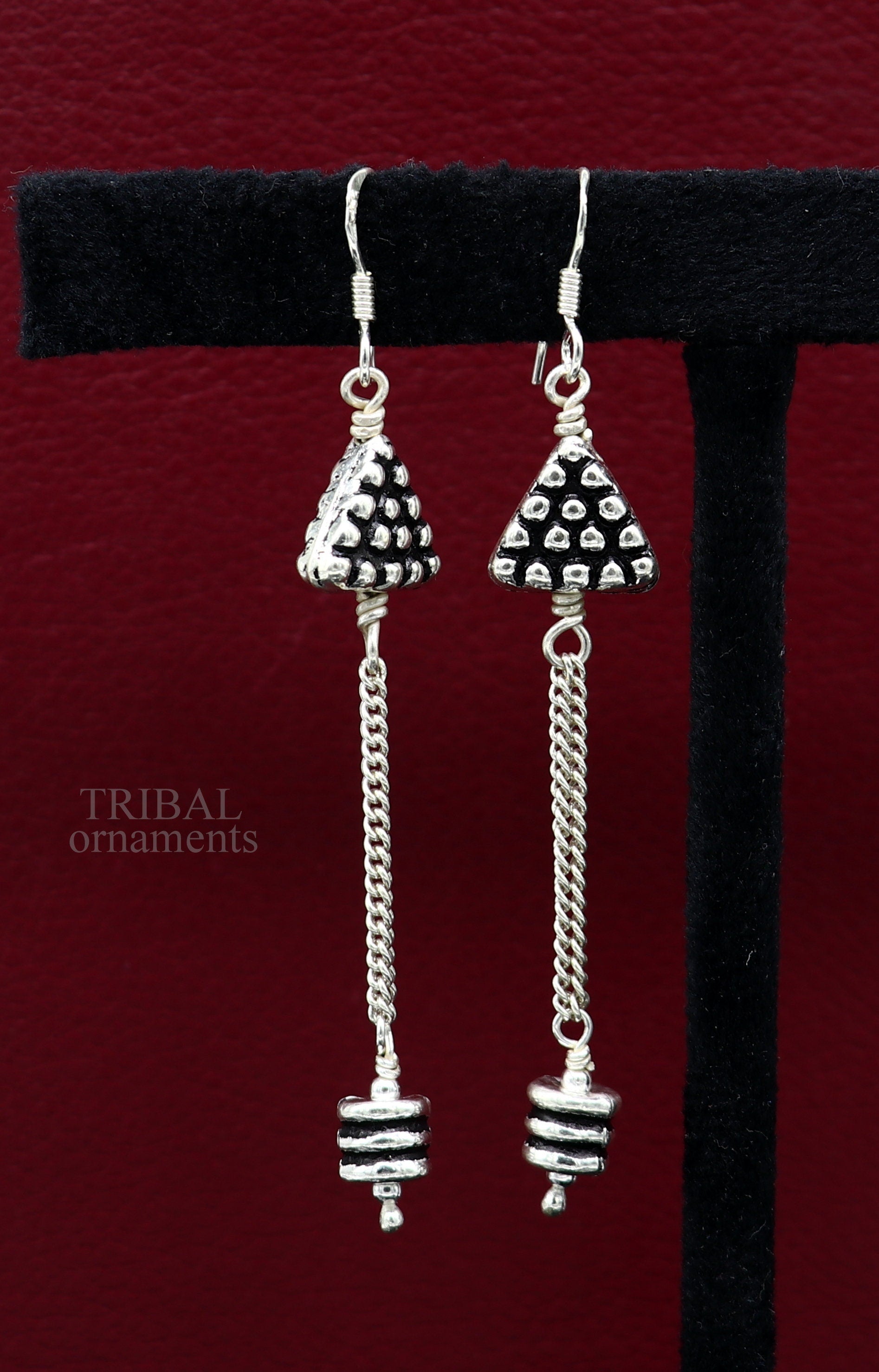 925 sterling silver handmade hoops earrings with elegant fancy girl's hoops earring brides jewelry from india ear1084 - TRIBAL ORNAMENTS