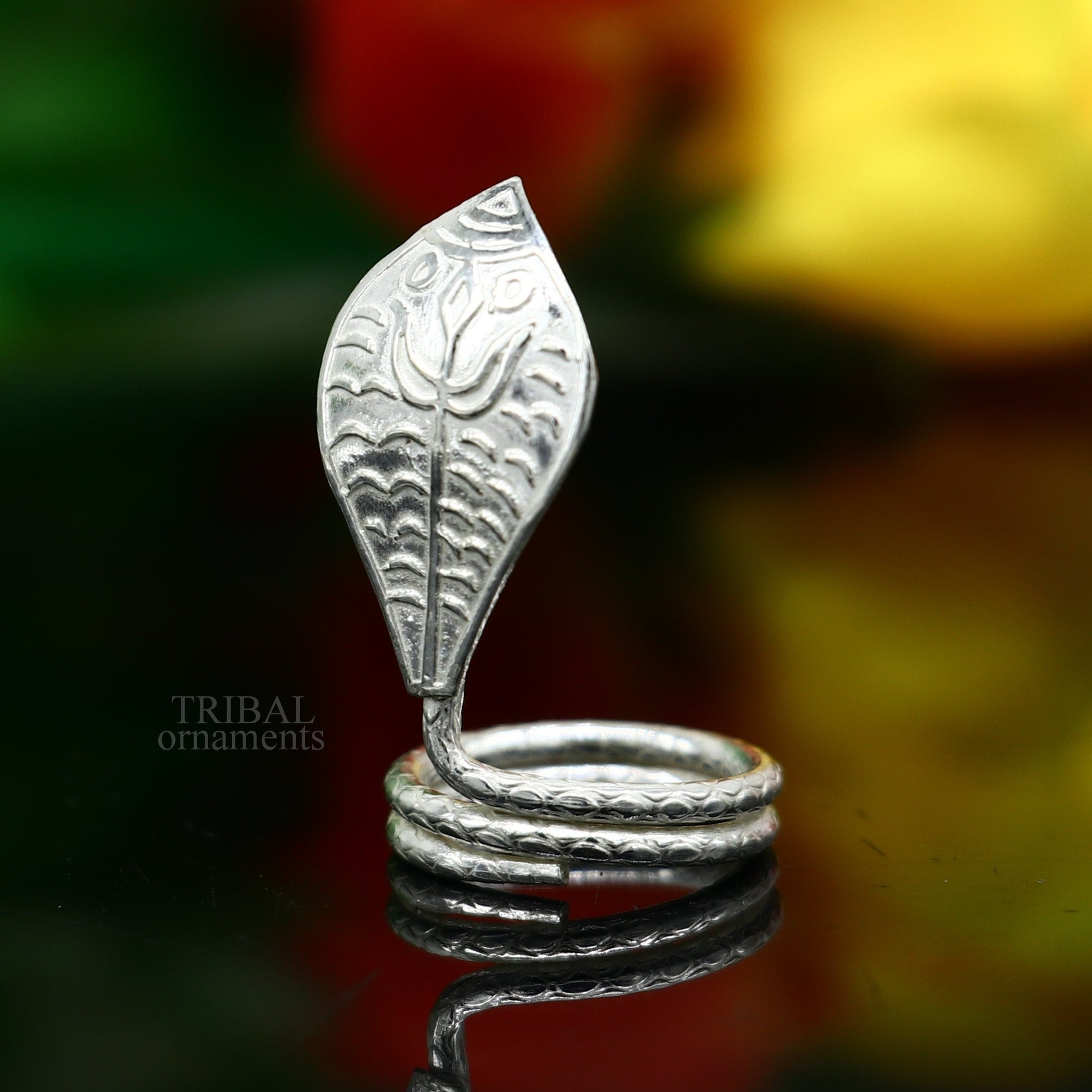 Solid sterling silver handmade fabulous vintage antique mini snake or shiva snake for puja or worshipping, solid Diwali puja article su702 - TRIBAL ORNAMENTS