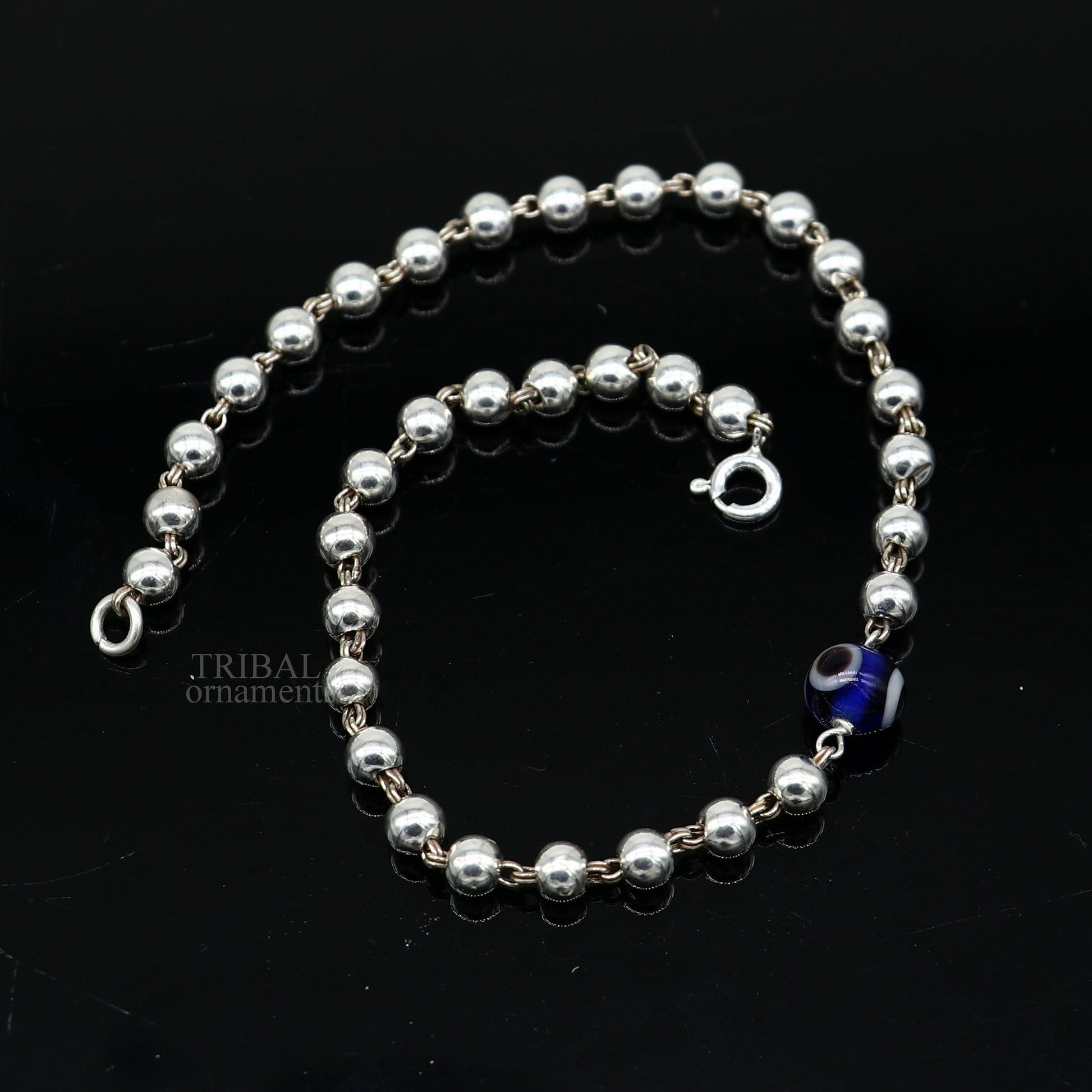 925 sterling silver handmade beaded evil eye bracelet, amazing stylish unisex bracelet 9 inches long jewelry nsbr475 - TRIBAL ORNAMENTS