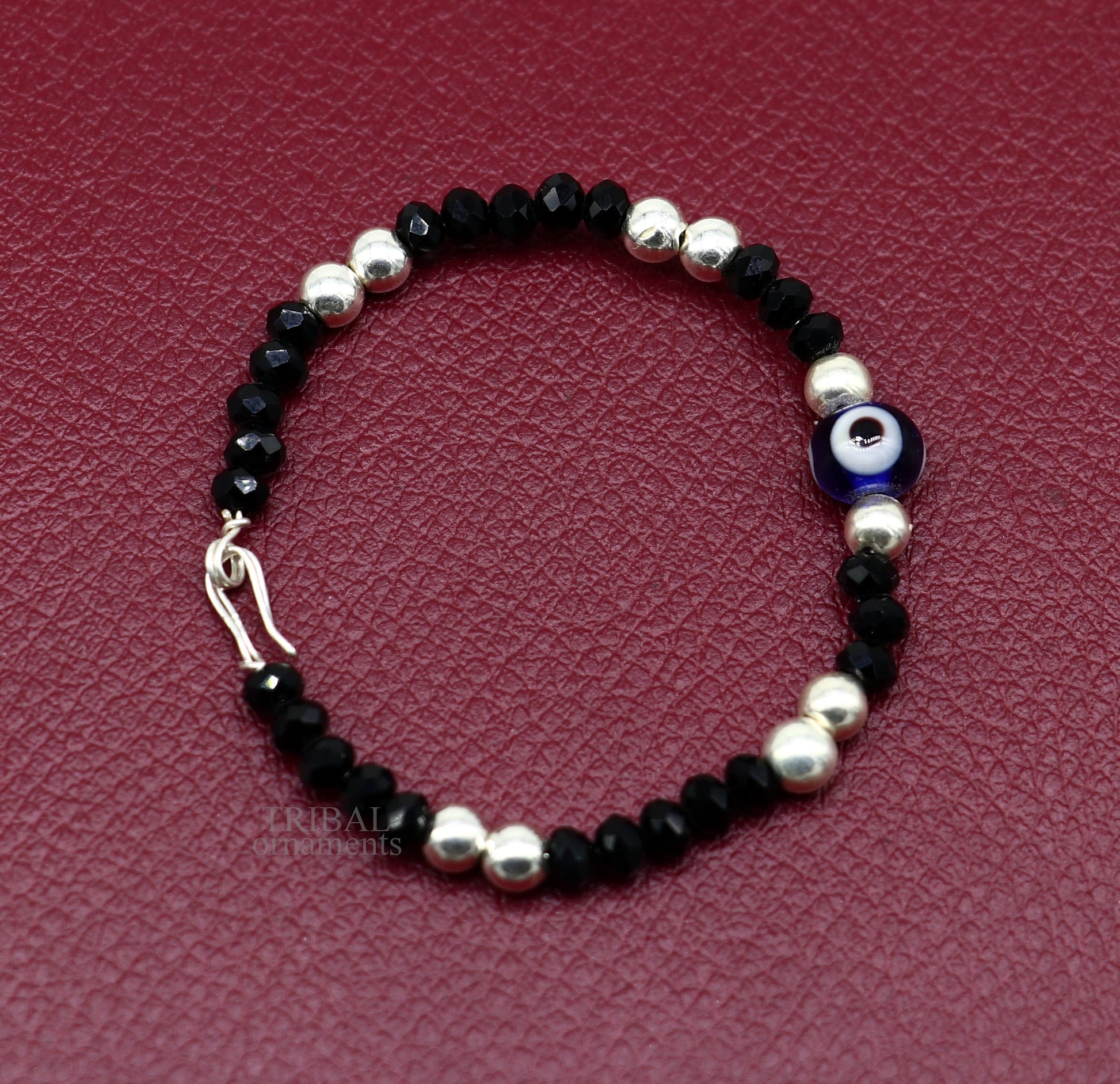 5" 925 sterling silver handmade beaded evil eye bracelet, amazing stylish unisex kids bracelet  jewelry bbr27 - TRIBAL ORNAMENTS