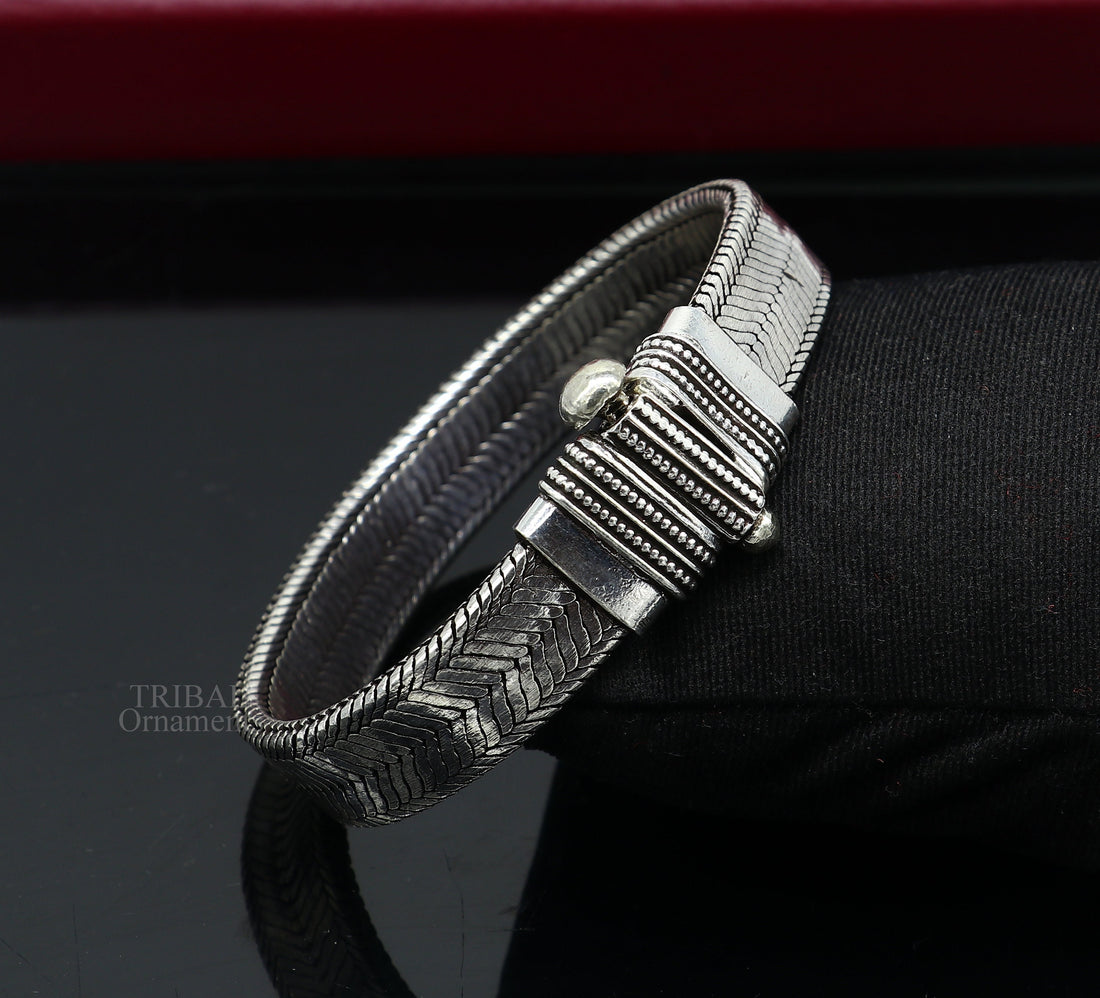 8.5" 925 sterling silver customized snake chain belt bracelet vintage design stylish men's gifting wrist belt jewelry NSBR553 - TRIBAL ORNAMENTS