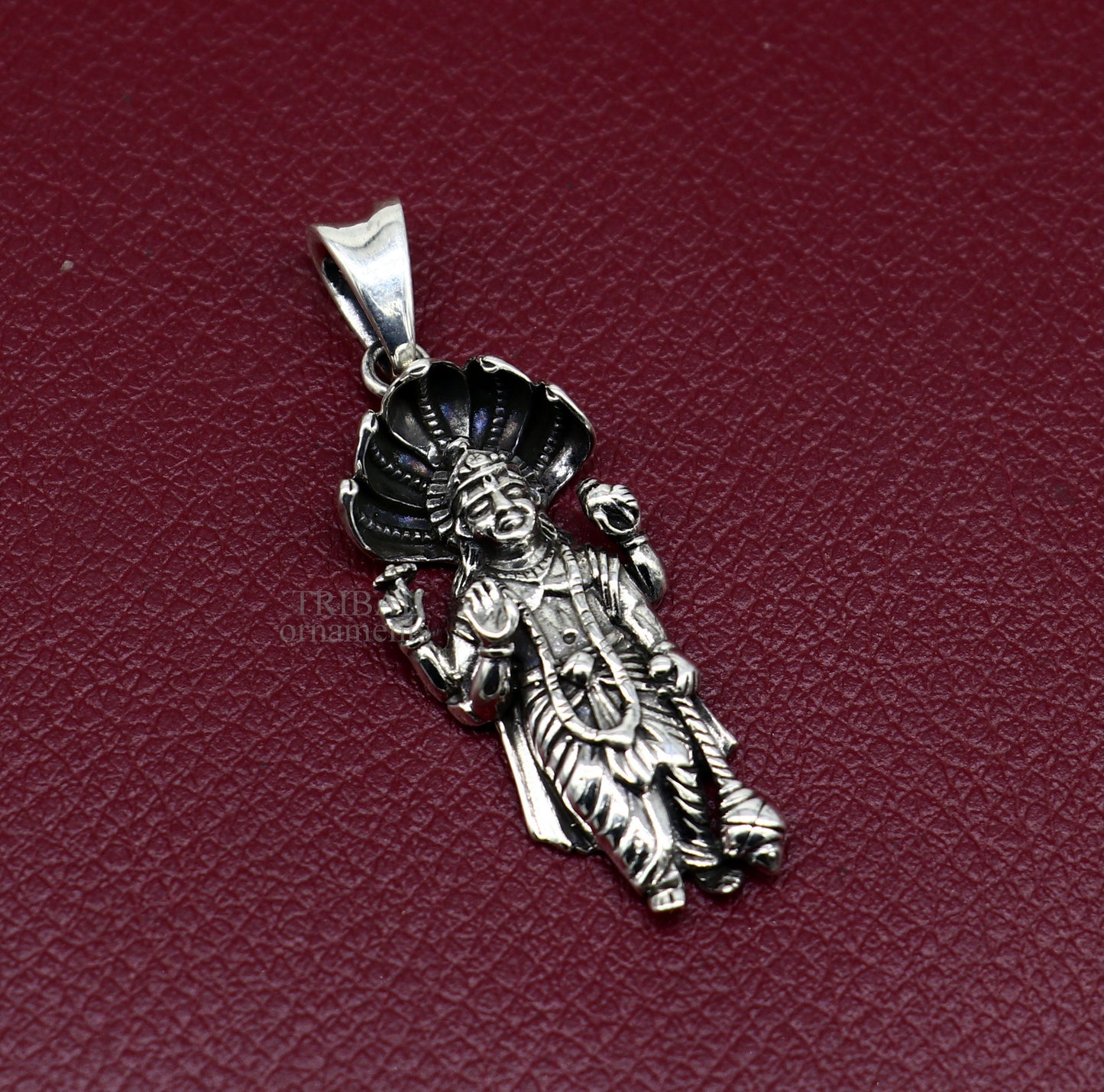 925 sterling silver handmade Hindu idol God Vishnu pendant, amazing divine lord Narayanan pendant unisex gifting jewelry ssp1462 - TRIBAL ORNAMENTS