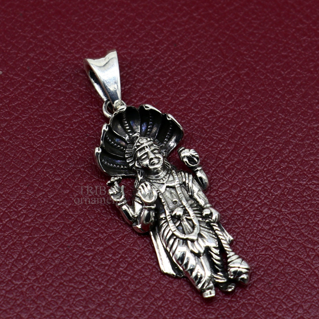 925 sterling silver handmade Hindu idol God Vishnu pendant, amazing divine lord Narayanan pendant unisex gifting jewelry ssp1462 - TRIBAL ORNAMENTS