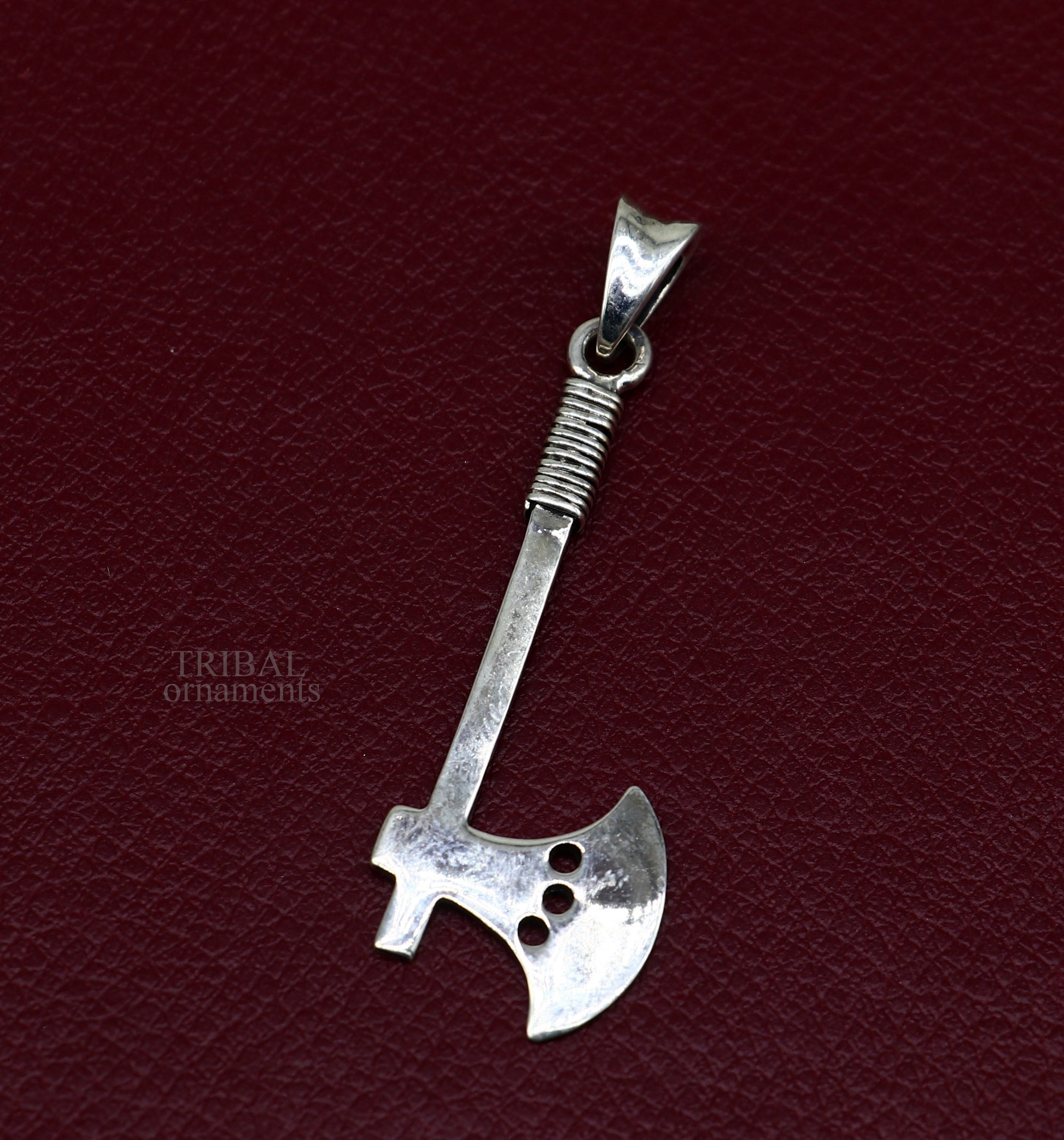 Pure 925 sterling silver handmade axe / kulhadi shape pendant, amazing designer fabulous pendant unisex  jewelry ssp1442 - TRIBAL ORNAMENTS