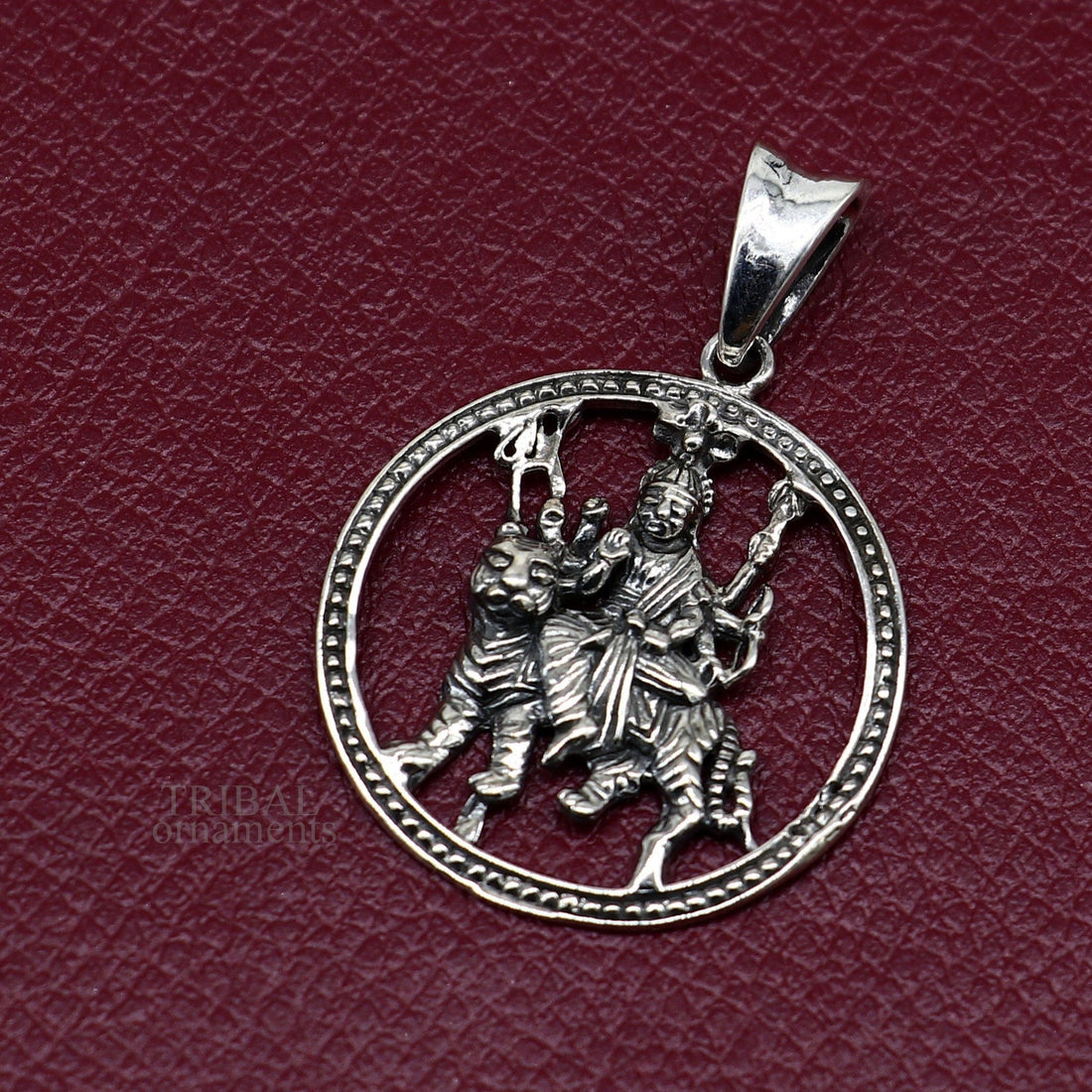 Divine 925 sterling silver Goddess bhawani/ Durga mataji with lion pendant, amazing unisex pendant locket goddess tribal jewelry ssp1560 - TRIBAL ORNAMENTS