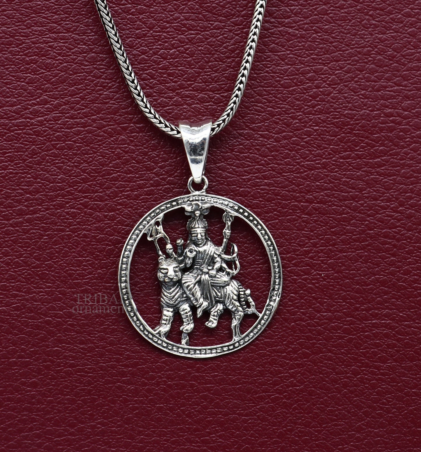 Divine 925 sterling silver Goddess bhawani/ Durga mataji with lion pendant, amazing unisex pendant locket goddess tribal jewelry ssp1560 - TRIBAL ORNAMENTS
