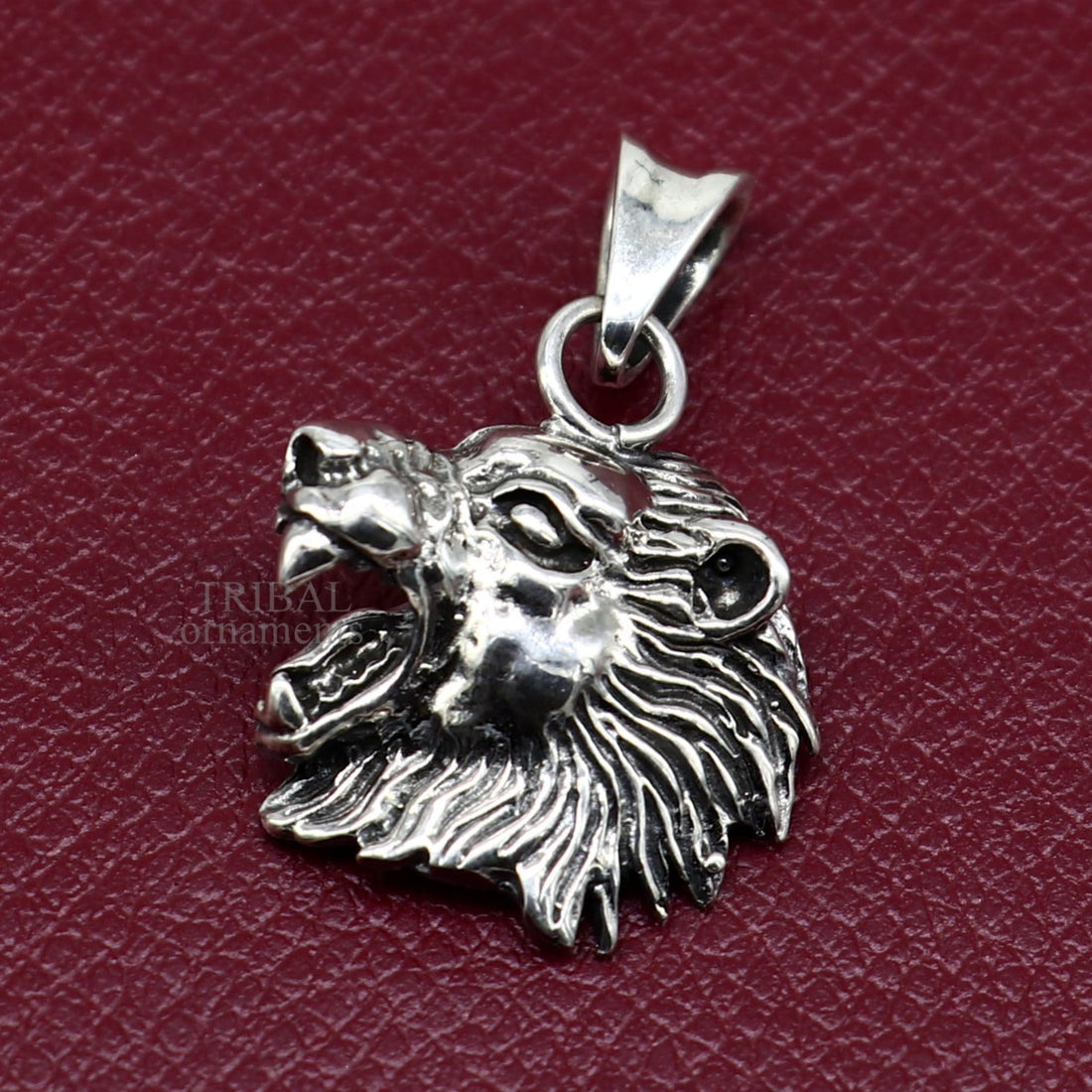 Elegant divine 925 sterling silver handmade lion face design pendant solid pendant, best unisex gifting jewelry from india ssp1573 - TRIBAL ORNAMENTS