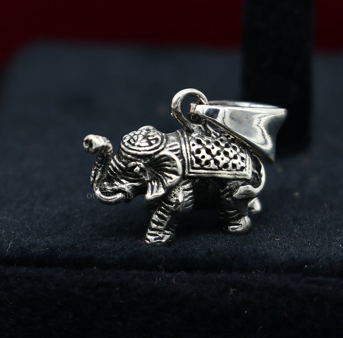 925 sterling silver handmade solid design small elephant pendant amazing exclusive divine lucky pendant necklace gifting jewelry ssp1680 - TRIBAL ORNAMENTS