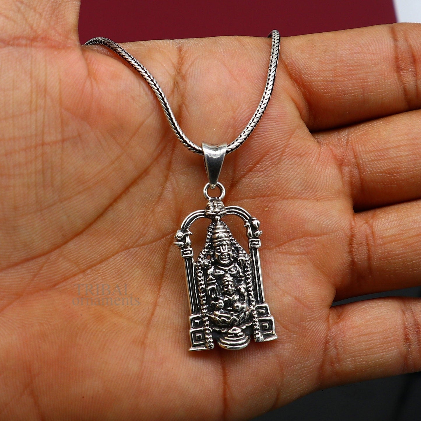 925 sterling silver vintage stylish Hindu idol tirupati balaji and Laxmi Pendant, amazing design Krishna pendant gifting jewelry ssp1541 - TRIBAL ORNAMENTS