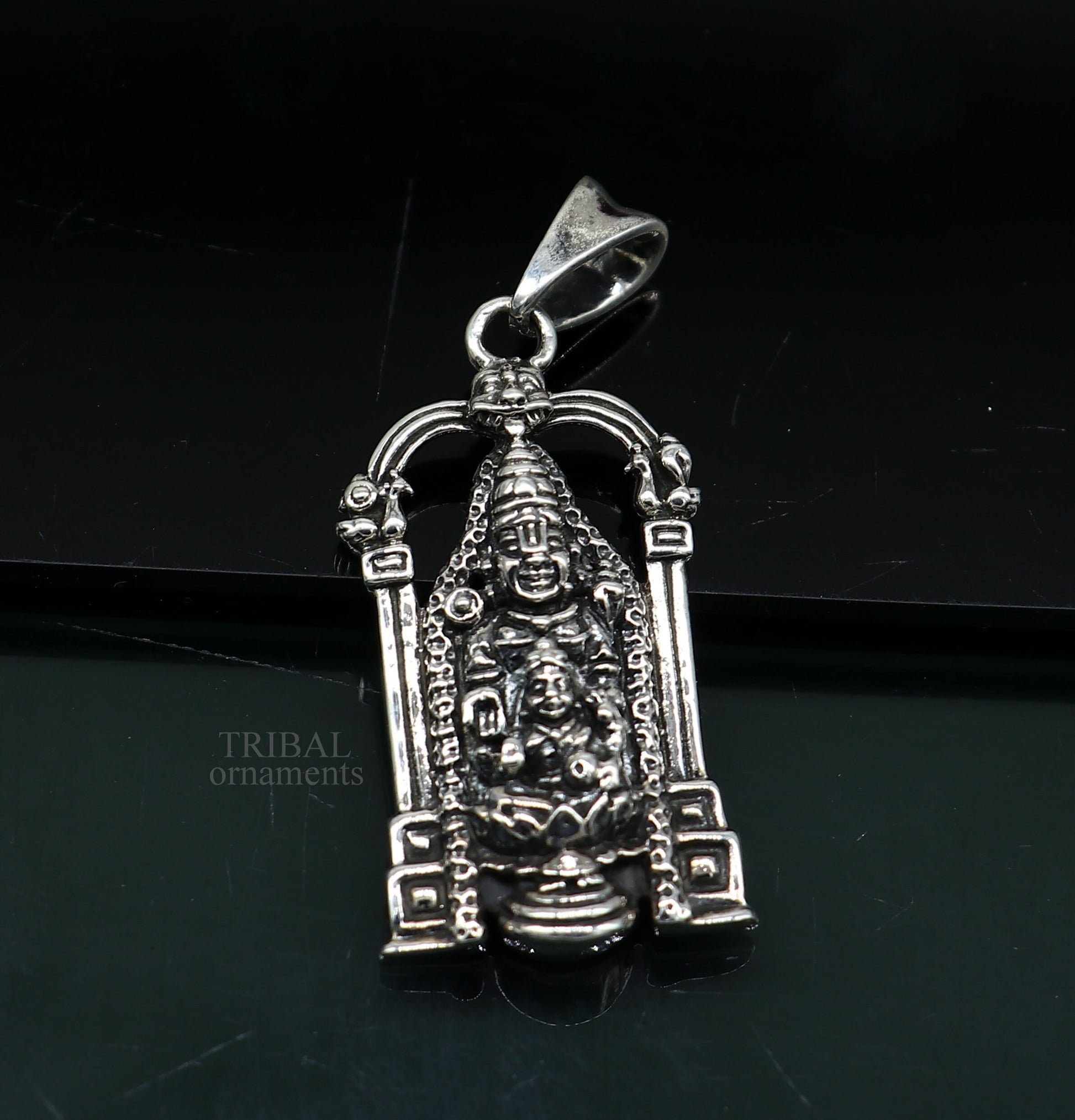 925 sterling silver vintage stylish Hindu idol tirupati balaji and Laxmi Pendant, amazing design Krishna pendant gifting jewelry ssp1541 - TRIBAL ORNAMENTS