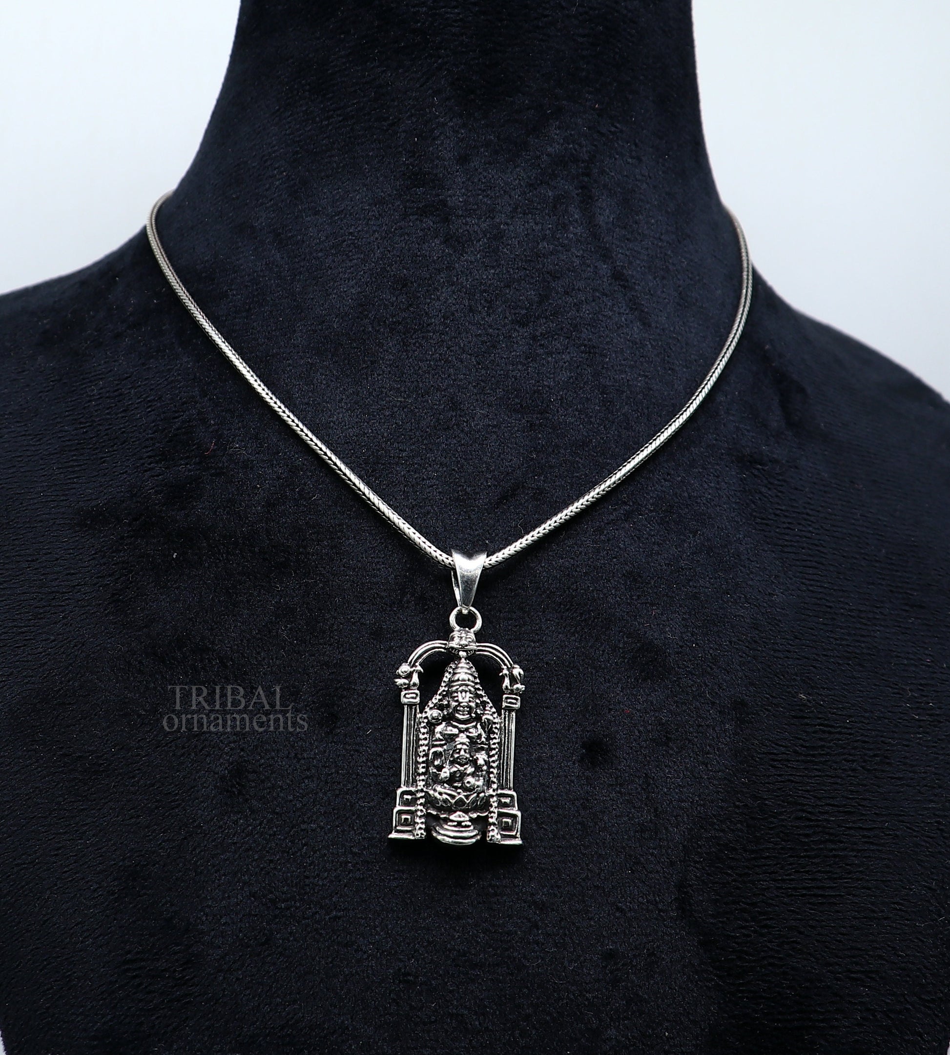 925 sterling silver vintage stylish Hindu idol tirupati balaji and Laxmi Pendant, amazing design Krishna pendant gifting jewelry ssp1541 - TRIBAL ORNAMENTS