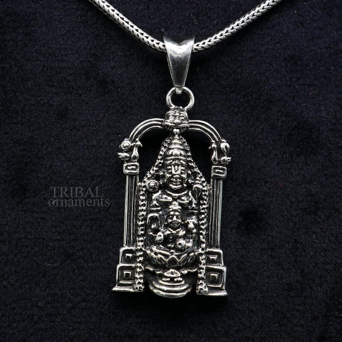 925 sterling silver vintage stylish Hindu idol tirupati balaji and Laxmi Pendant, amazing design Krishna pendant gifting jewelry ssp1541 - TRIBAL ORNAMENTS