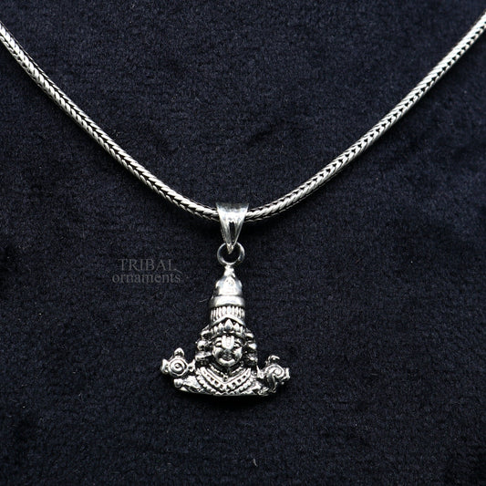 925 sterling silver vintage stylish Hindu idol tirupati balaji and Laxmi Pendant, amazing design Krishna pendant gifting jewelry ssp1597 - TRIBAL ORNAMENTS