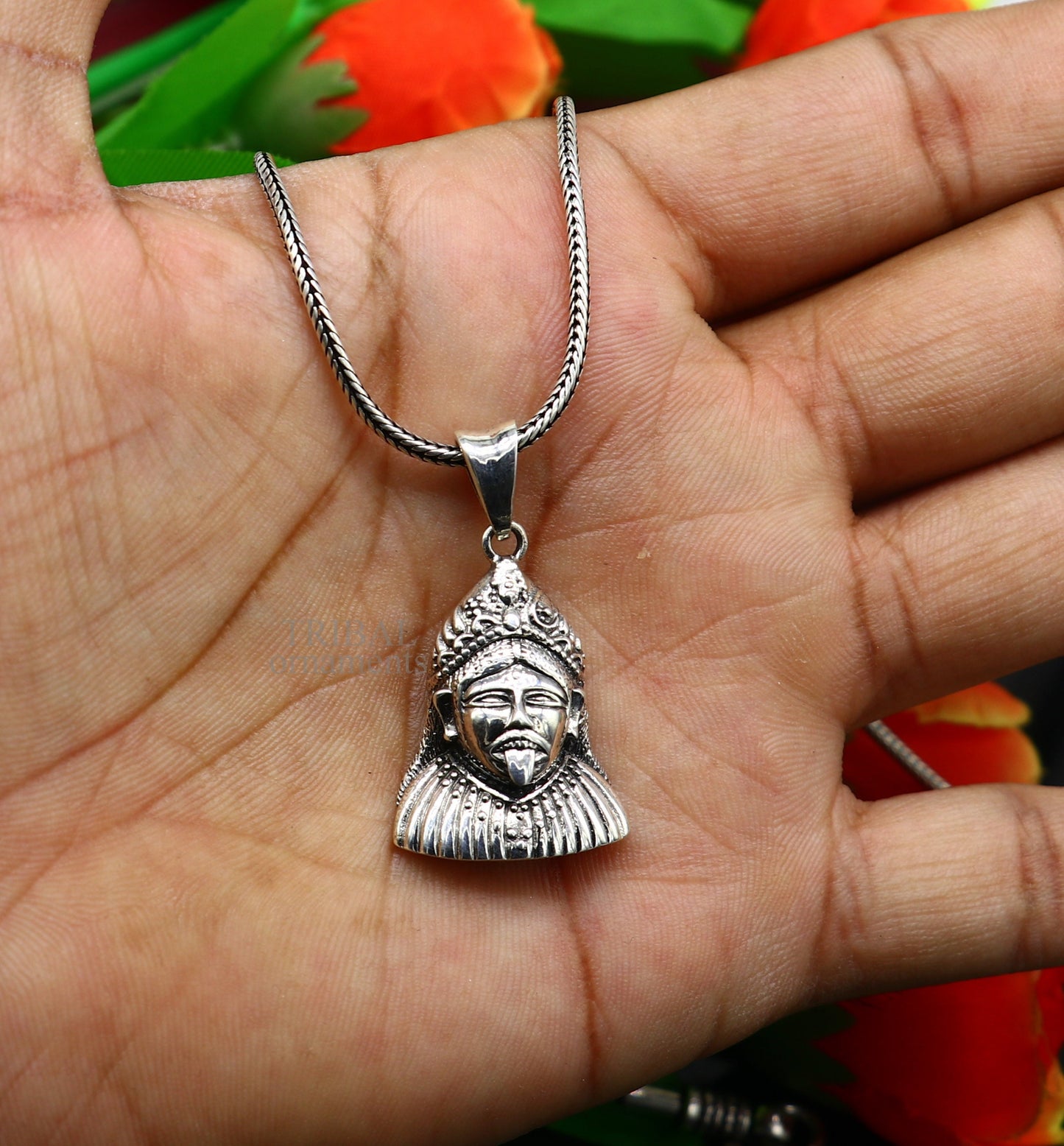 925 sterling silver blessing Goddess Kalika maa/ Kali ma pendant, amazing unisex mahakali pendant jewelry tribal jewelry ssp1565 - TRIBAL ORNAMENTS