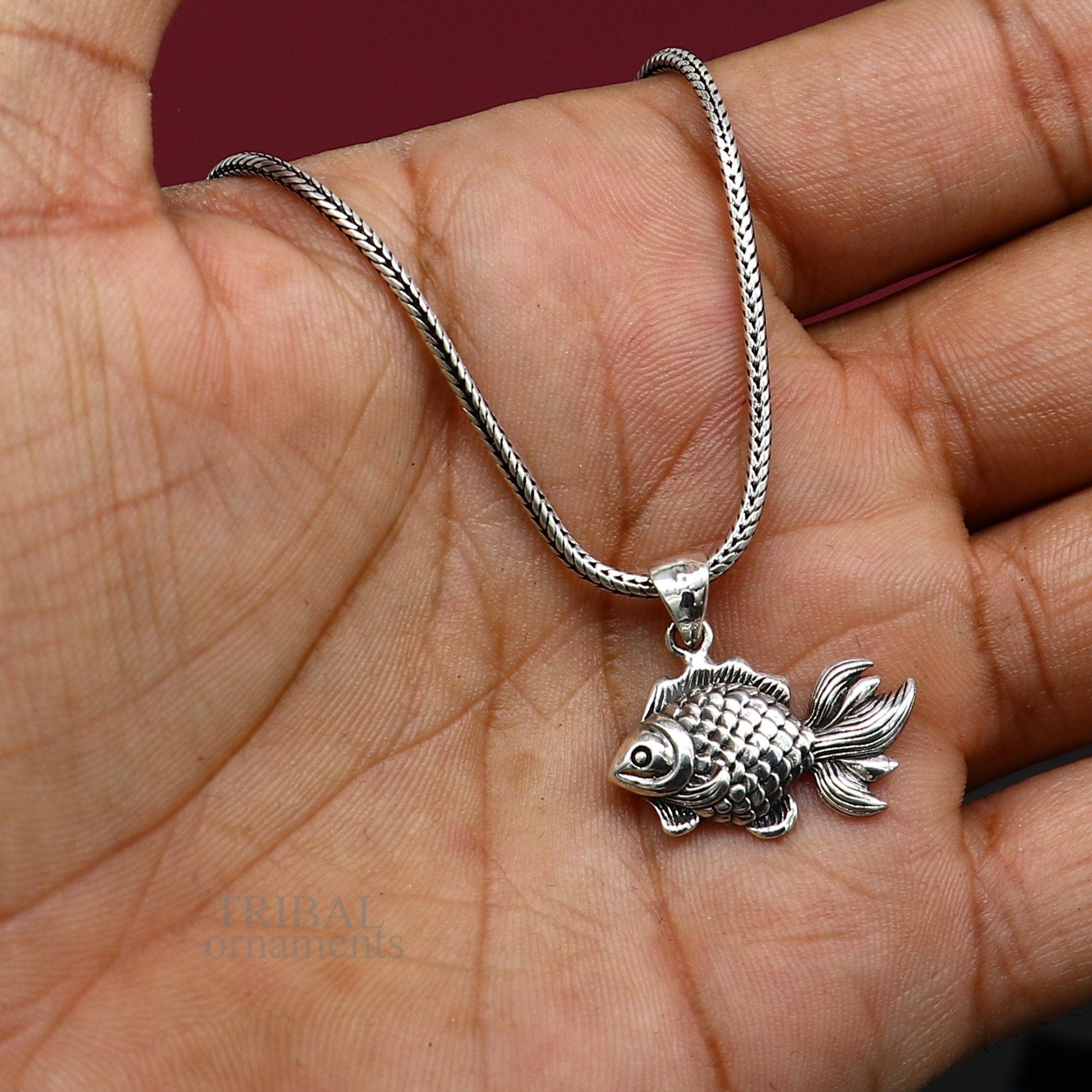 Mens fish store pendant necklace