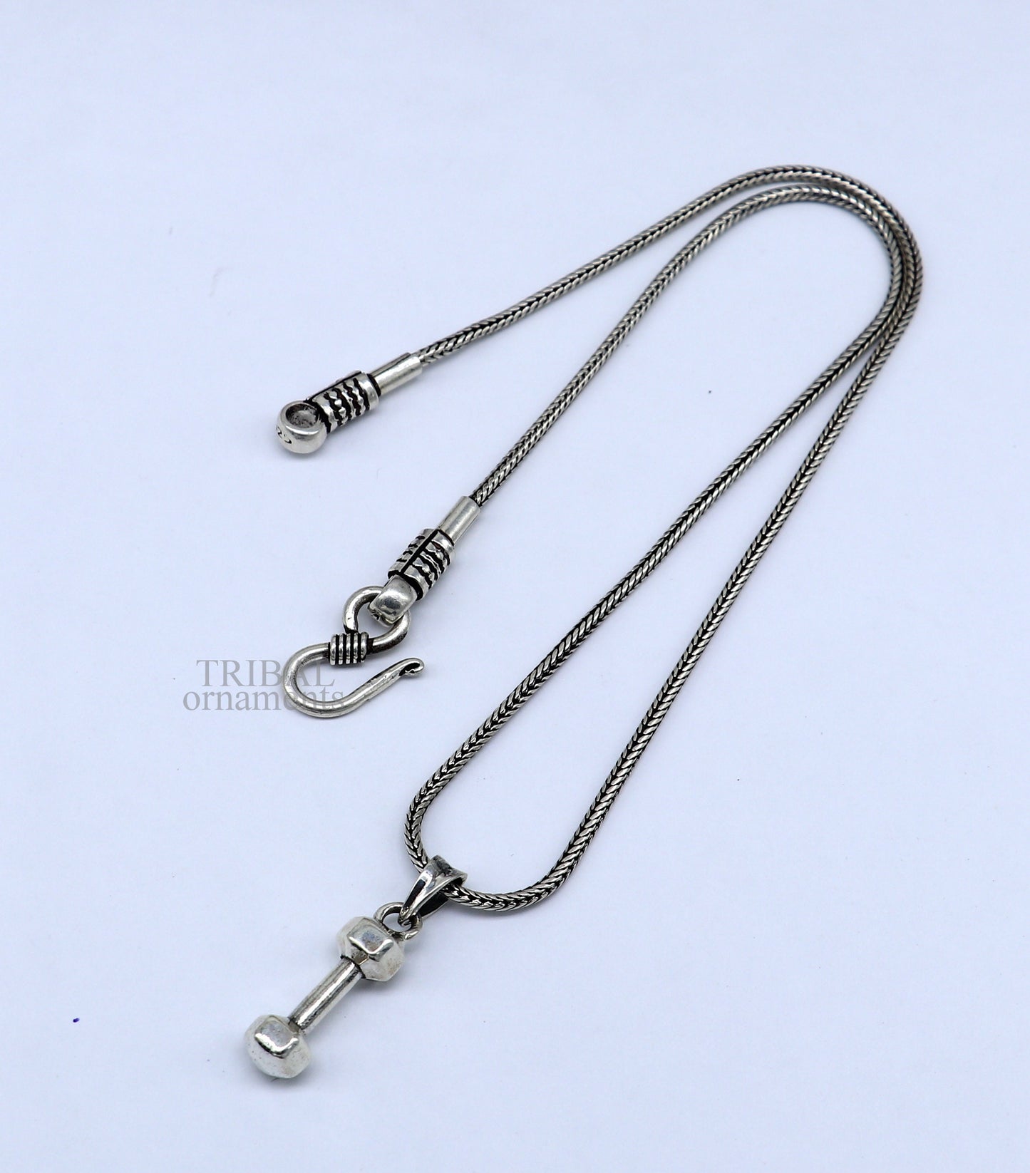 Elegant 925 sterling silver unique barbell dumbbell pendant, excellent design stylish unisex pendant jewelry from India ssp1720 - TRIBAL ORNAMENTS