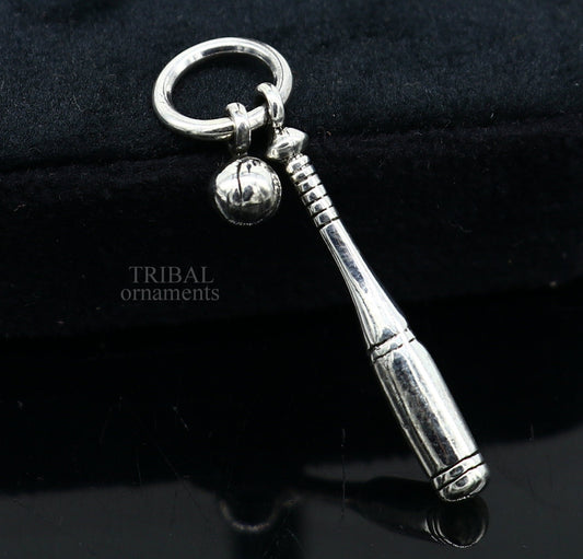 925 sterling silver handmade amazing small baseball bat and ball design pendant, amazing stylish unisex pendant tribal jewelry ssp1579 - TRIBAL ORNAMENTS