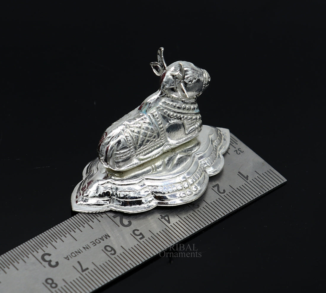 Lord Shiva Vahan Nandi Maharaj sterling silver handmade small article for puja, best gift for lord Shiva, divine statue su713 - TRIBAL ORNAMENTS