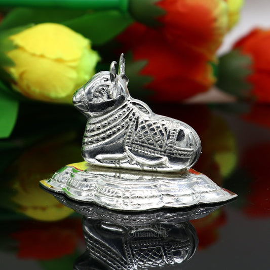 Lord Shiva Vahan Nandi Maharaj sterling silver handmade small article for puja, best gift for lord Shiva, divine statue su713 - TRIBAL ORNAMENTS
