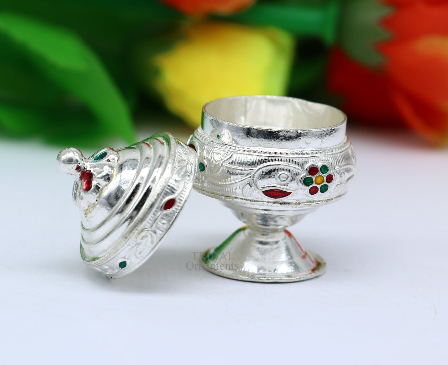 925 sterling silver unique antique design handmade brides eyes kajal box, surma box, kumkum sindur box, small trinket box article stb353 - TRIBAL ORNAMENTS