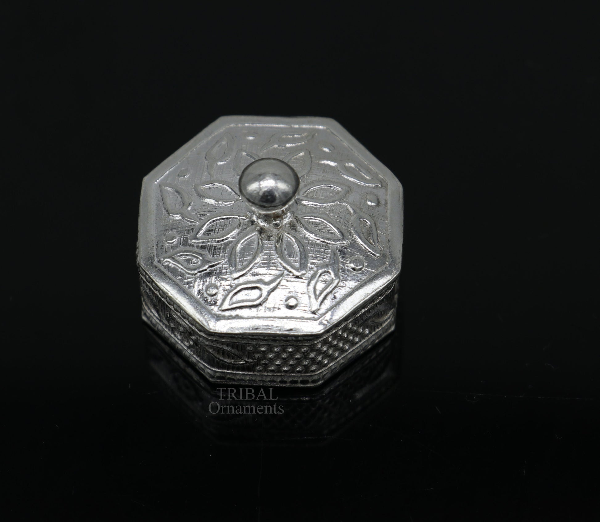 925 sterling silver trinket box, kajal box/casket box bridal polygon shape sindur box collection, container box, eyeliner box gifting stb358 - TRIBAL ORNAMENTS