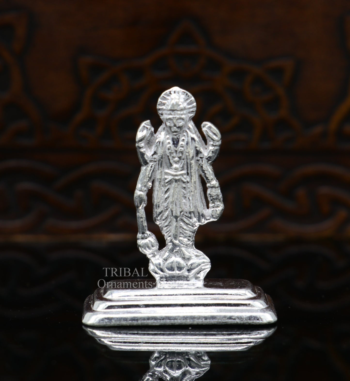 Divine sterling silver handmade Lord Vishnu Standing statue or Narayana figurine Murti , amazing Stunning puja worshipping  figurine art492 - TRIBAL ORNAMENTS