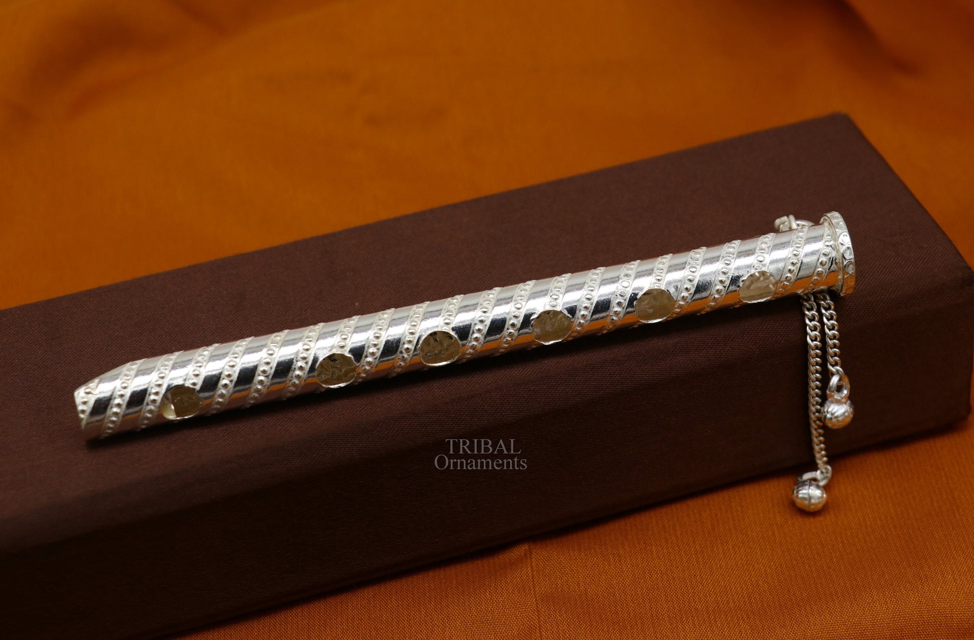 5" long handmade sterling silver Hindu god Lord Krishna flute, stunning divine Krishna gifting silver accessories, puja utensils su724 - TRIBAL ORNAMENTS