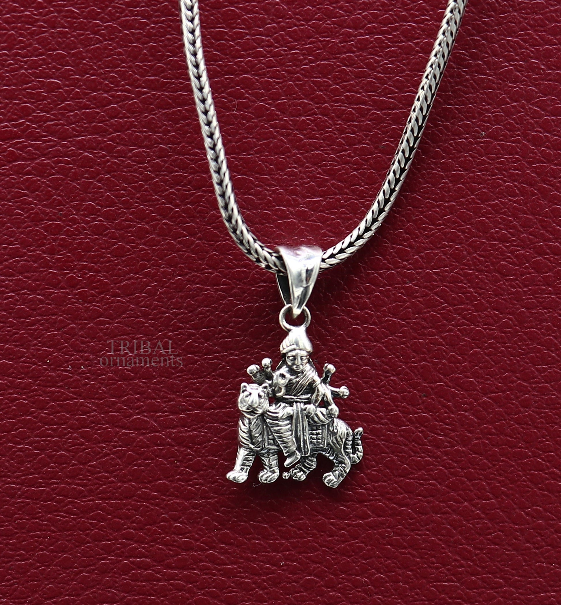 Divine 925 sterling silver blessing Goddess bhawani/ Durga mataji pendant, amazing unisex pendant locket goddess tribal jewelry ssp1683 - TRIBAL ORNAMENTS