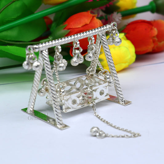 925 Sterling silver handmade Bal Gopala jhula, little Krishna swing, child Krishna palana, silver jhula, laddu gopal jhula, silver art su726 - TRIBAL ORNAMENTS