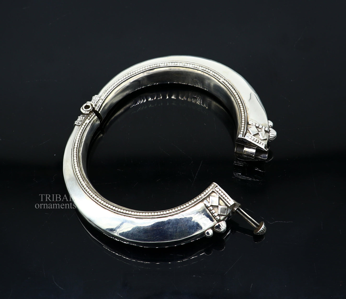925 sterling silver vintage plain design handmade open face adjustable bangle bracelet kada cuff bracelet for unisex ethnic jewelry Rnsk478 - TRIBAL ORNAMENTS