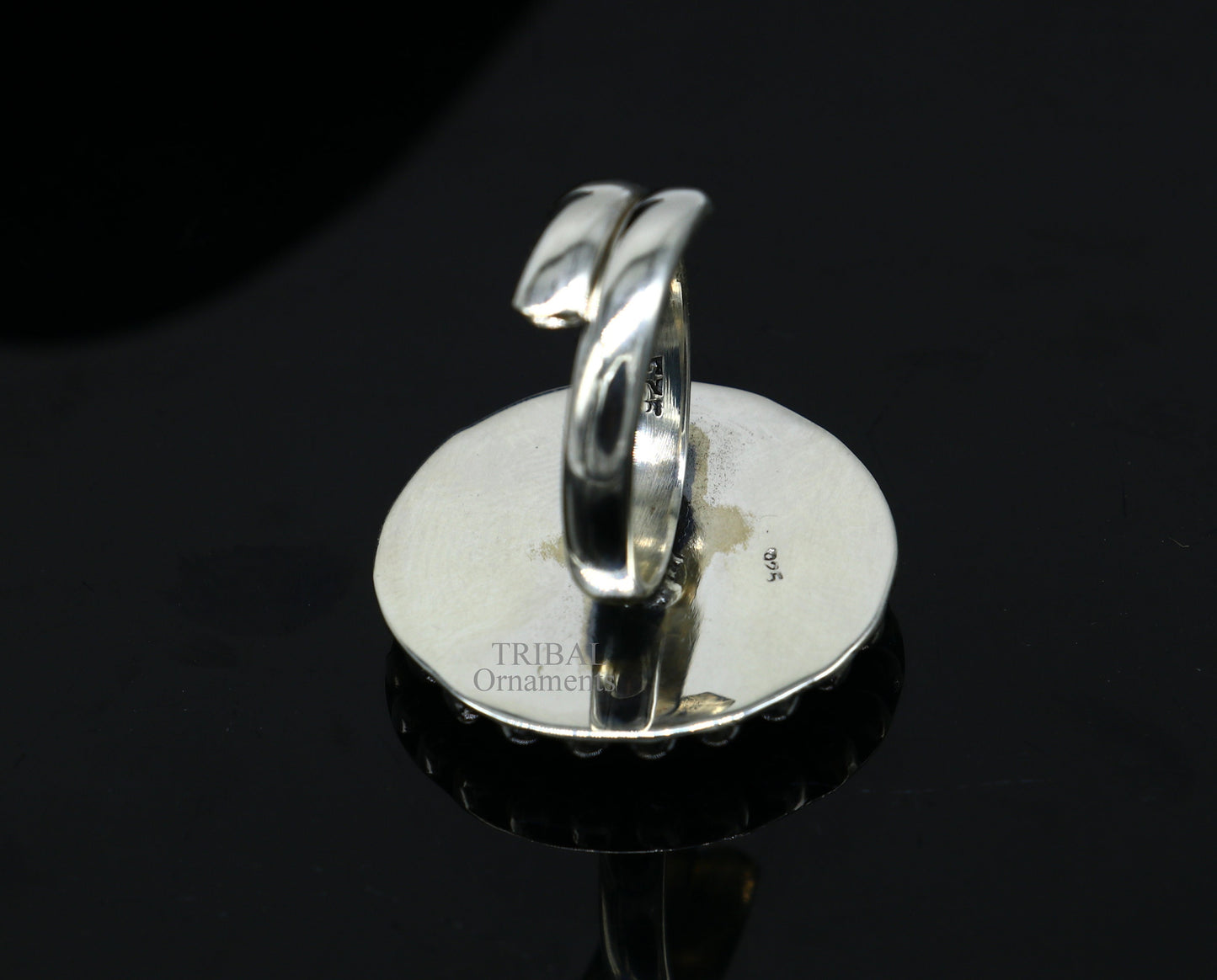 925 sterling silver adjustable ring band fabulous flower design miniature art painting ring Stylish ethnic party jewelry RRing533 - TRIBAL ORNAMENTS