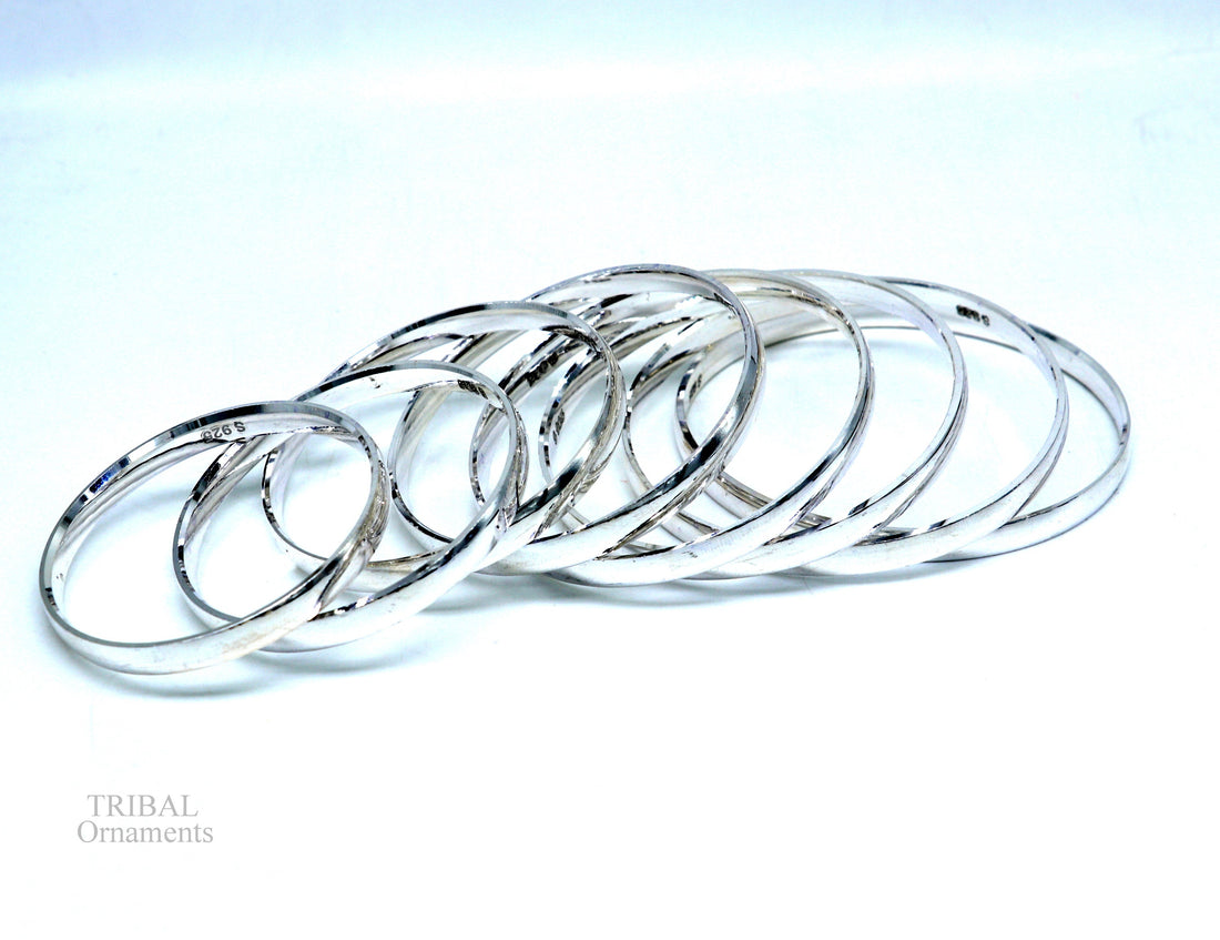 Solid 925 sterling silver handmade punjabi sikha bangle bracelet kada, all sized men's or girl's bangle kada daily use jewelry nsk468 - TRIBAL ORNAMENTS