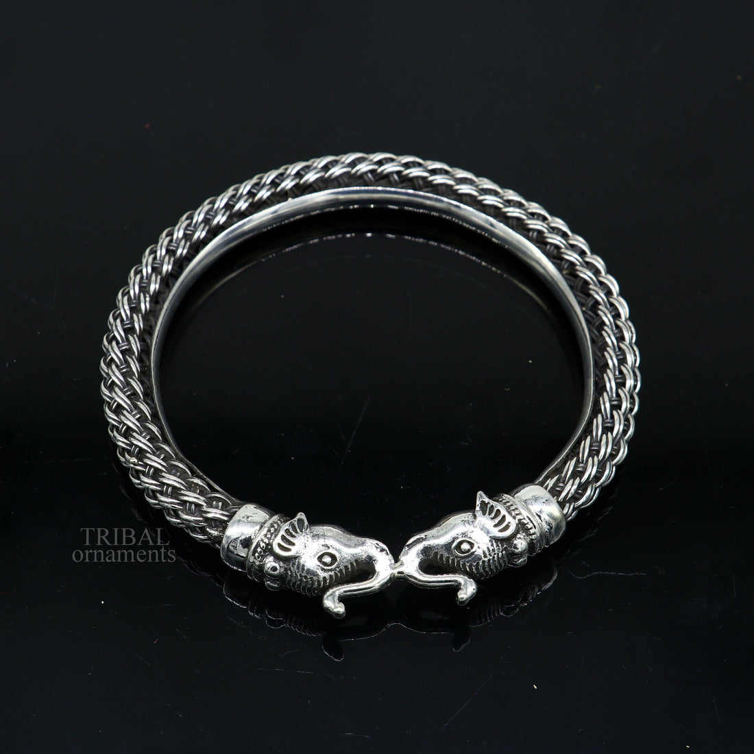 Vintage antique design handcrafted Vintage work 925 sterling silver elephant face bangle bracelet tribal jewelry best gifting Rnssk774 - TRIBAL ORNAMENTS