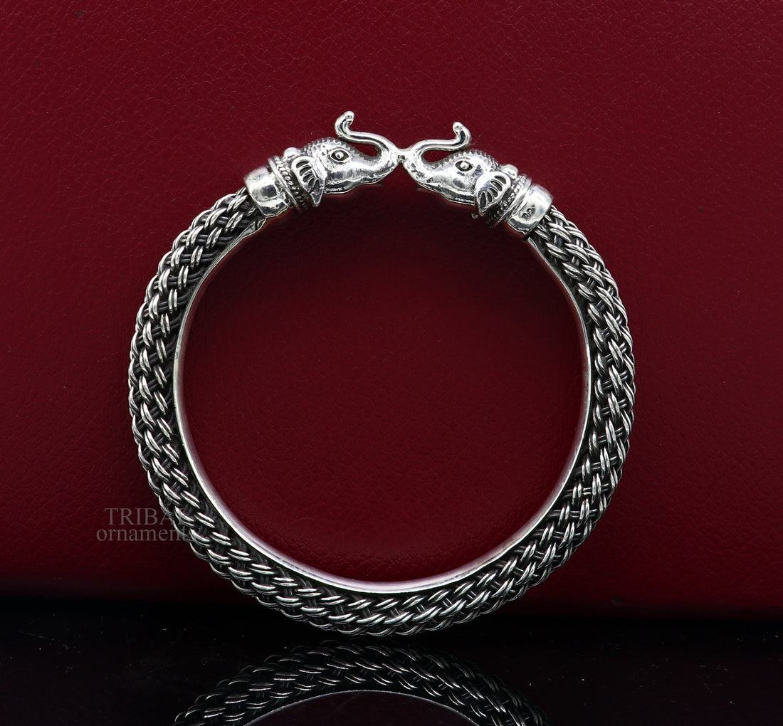 Vintage antique design handcrafted Vintage work 925 sterling silver elephant face bangle bracelet tribal jewelry best gifting Rnssk774 - TRIBAL ORNAMENTS