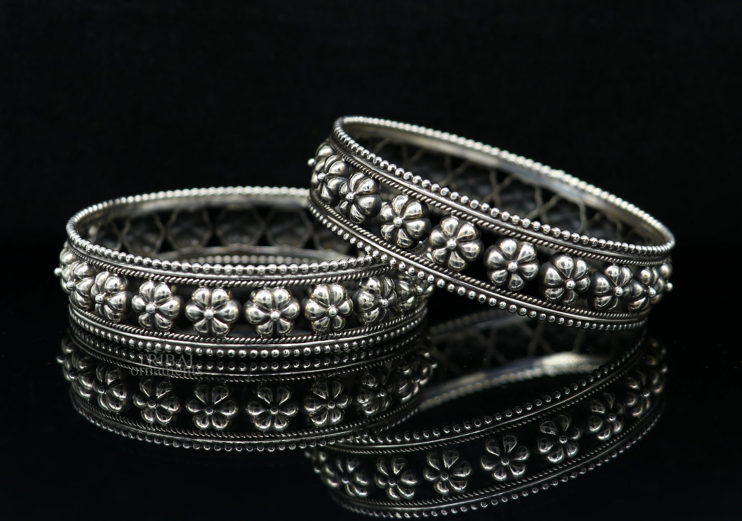 925 sterling silver handmade Gorgeous Vintage floral design bangle bracelet tribal ethnic jewelry best bride gifting jewelry nba312 - TRIBAL ORNAMENTS