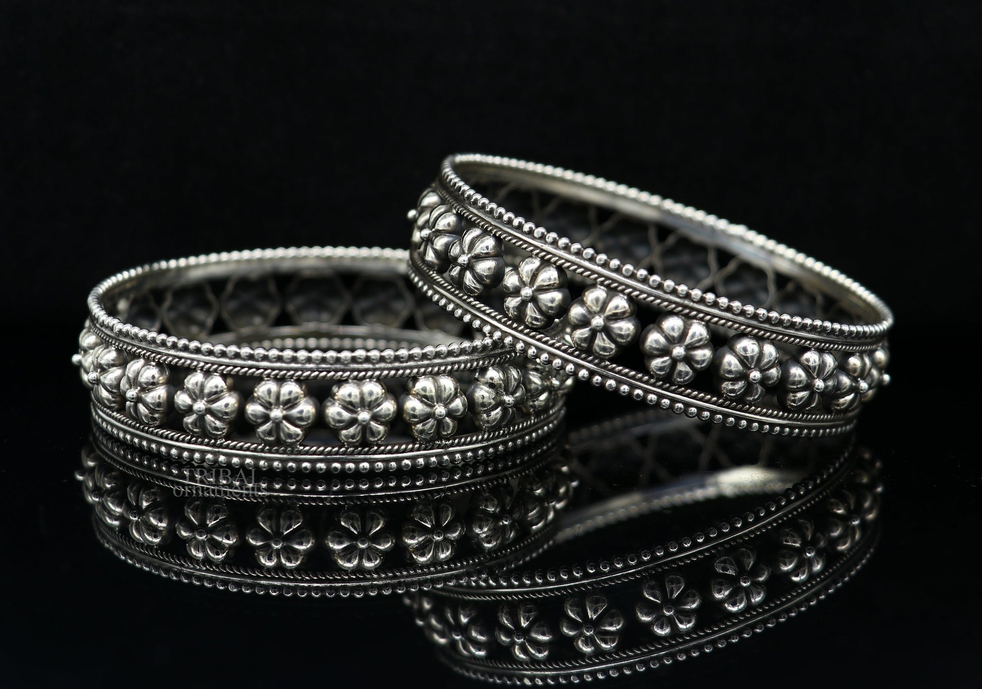 925 sterling silver handmade Gorgeous Vintage floral design bangle bracelet tribal ethnic jewelry best bride gifting jewelry nba311 - TRIBAL ORNAMENTS