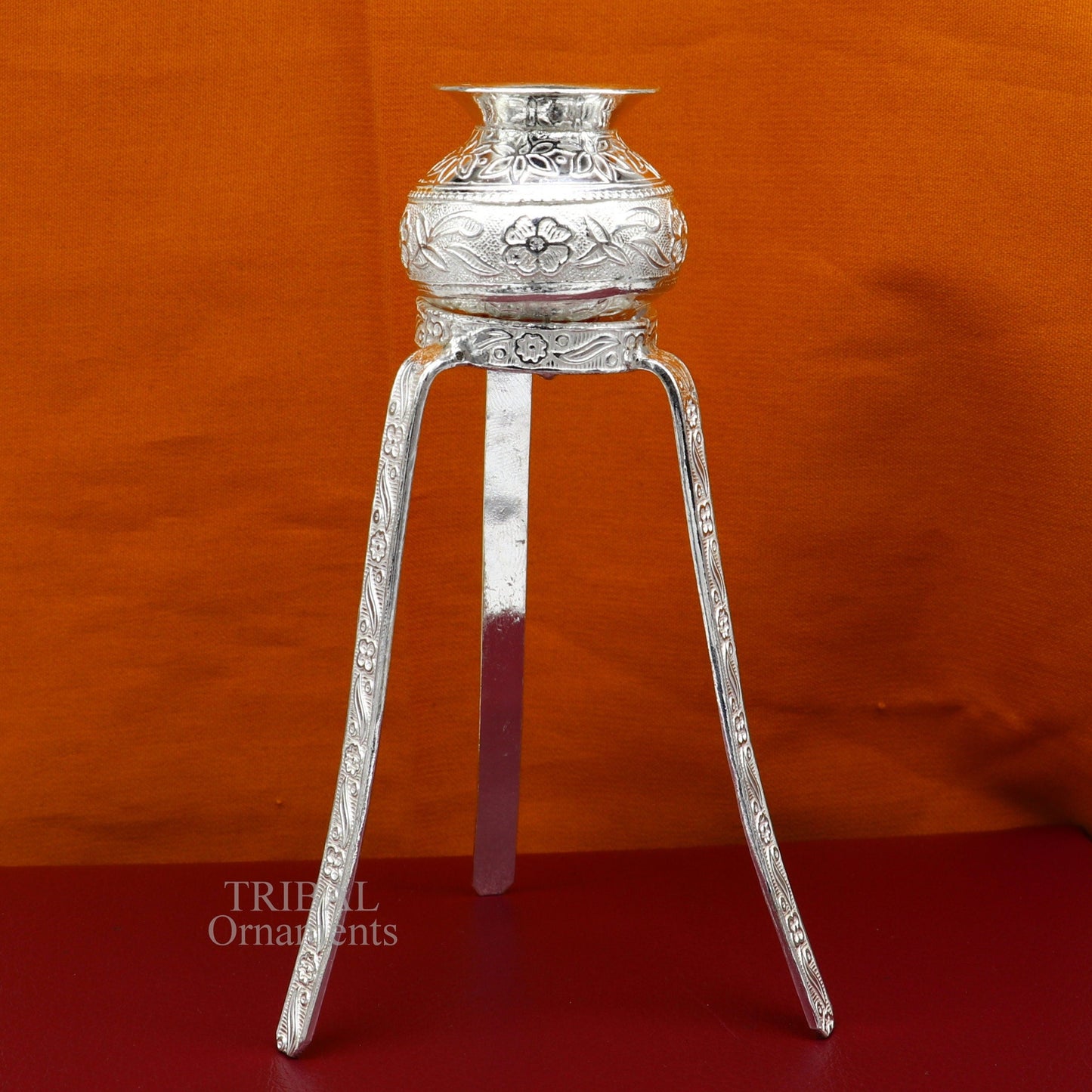 925 Sterling silver Lord Shiva Lingam stand/ Jalheri, use for put/hold Shiva Lingam and shiva abhishekam kalash, handmade puja article su733 - TRIBAL ORNAMENTS